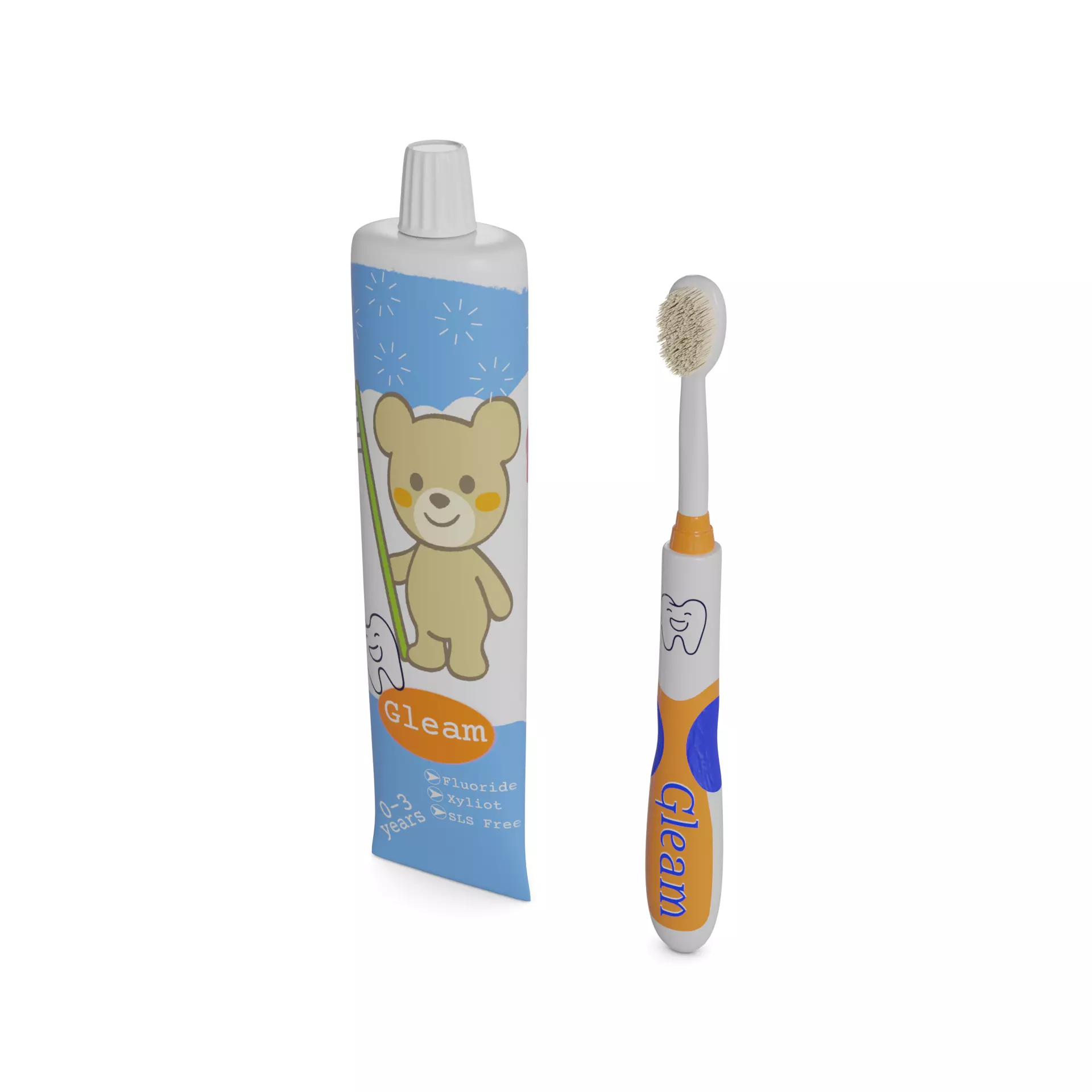 Oral hygiene products Toothbrush and Toothpaste Set 3D model