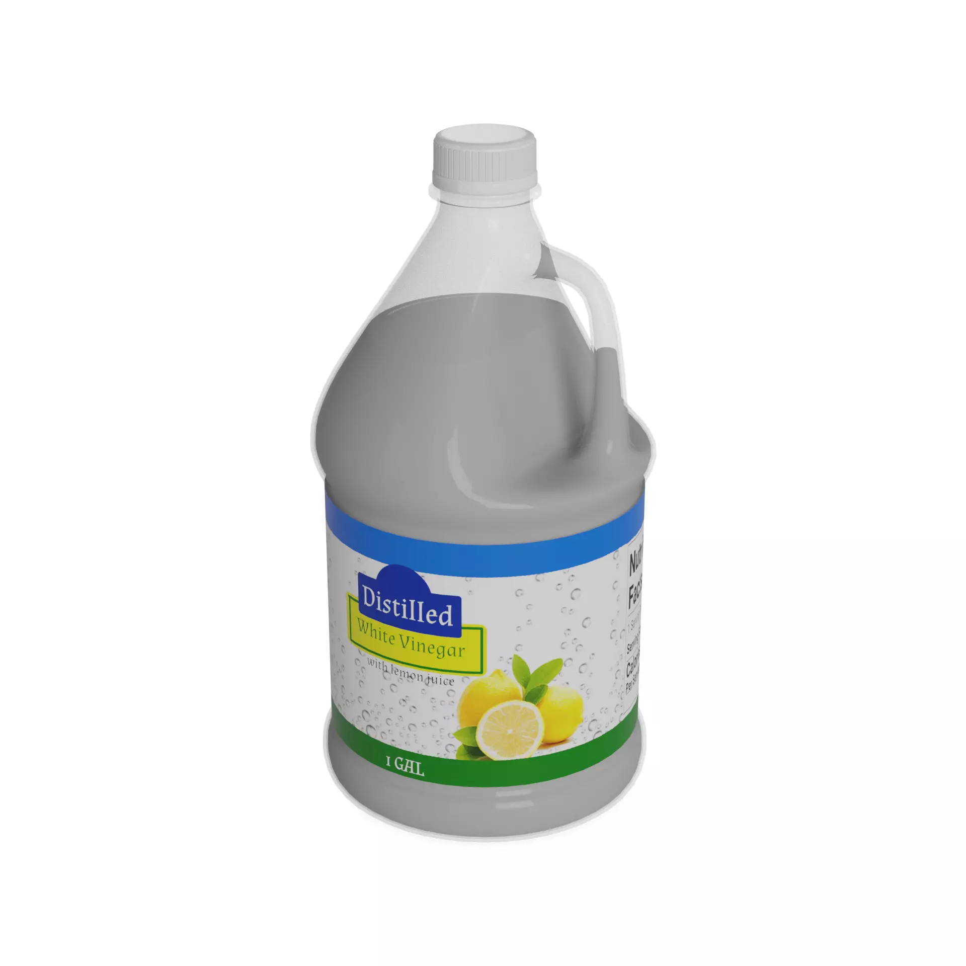 Vinegar and concentrated lemon juice Distilled White Vinegar Low-poly 3D model_0