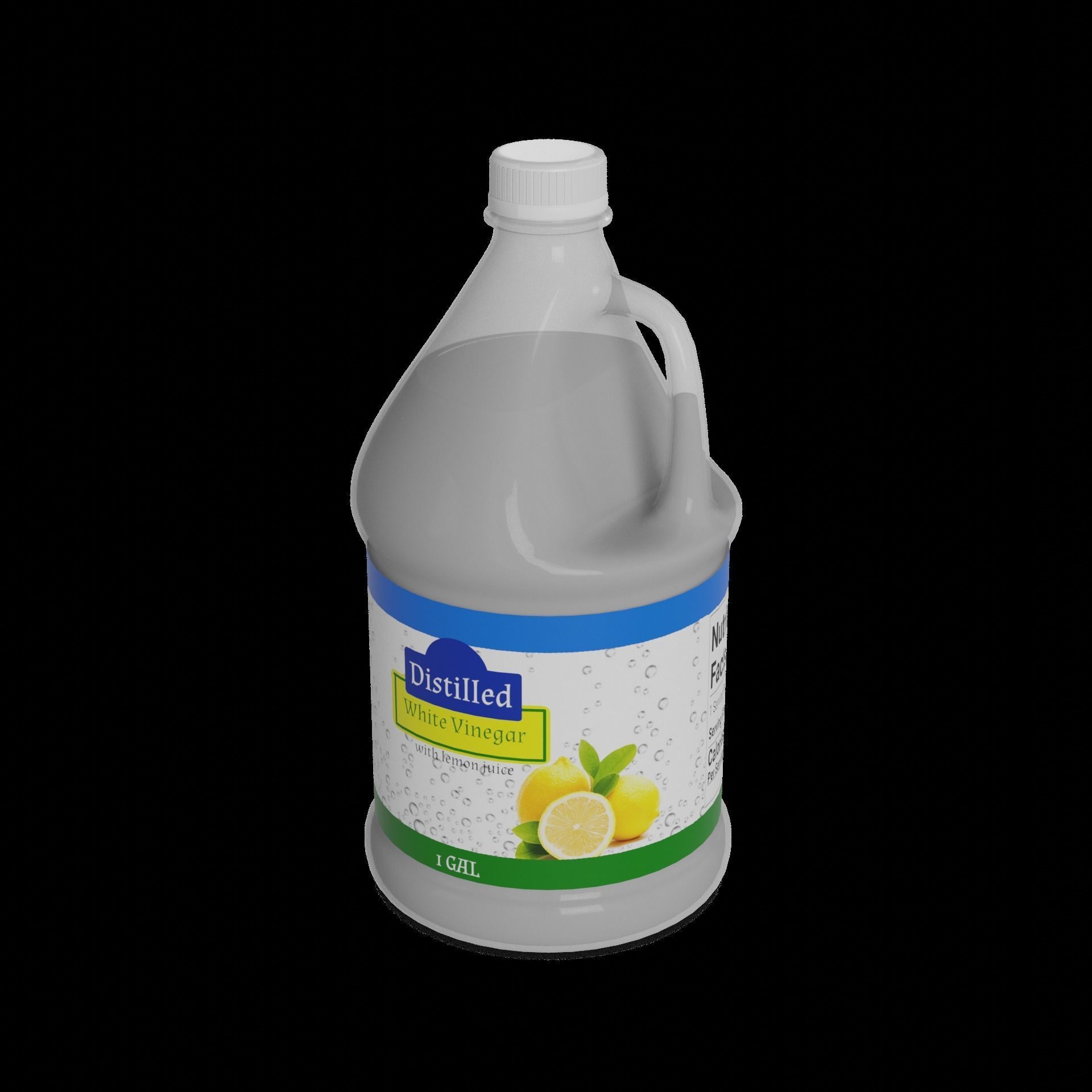Vinegar and concentrated lemon juice Distilled White Vinegar Low-poly 3D model_1
