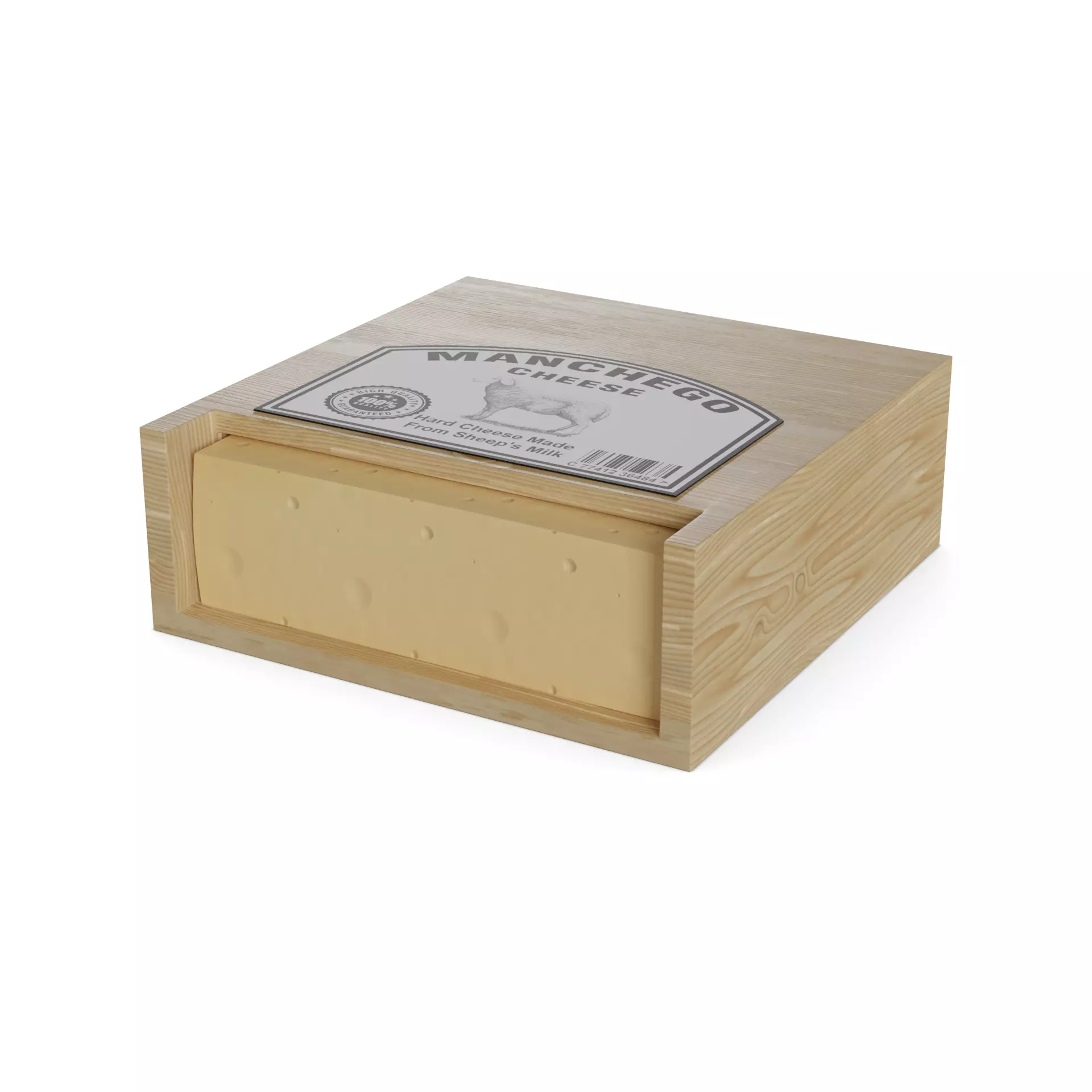 Hard cheese Manchego Cheese Low-poly 3D model_0