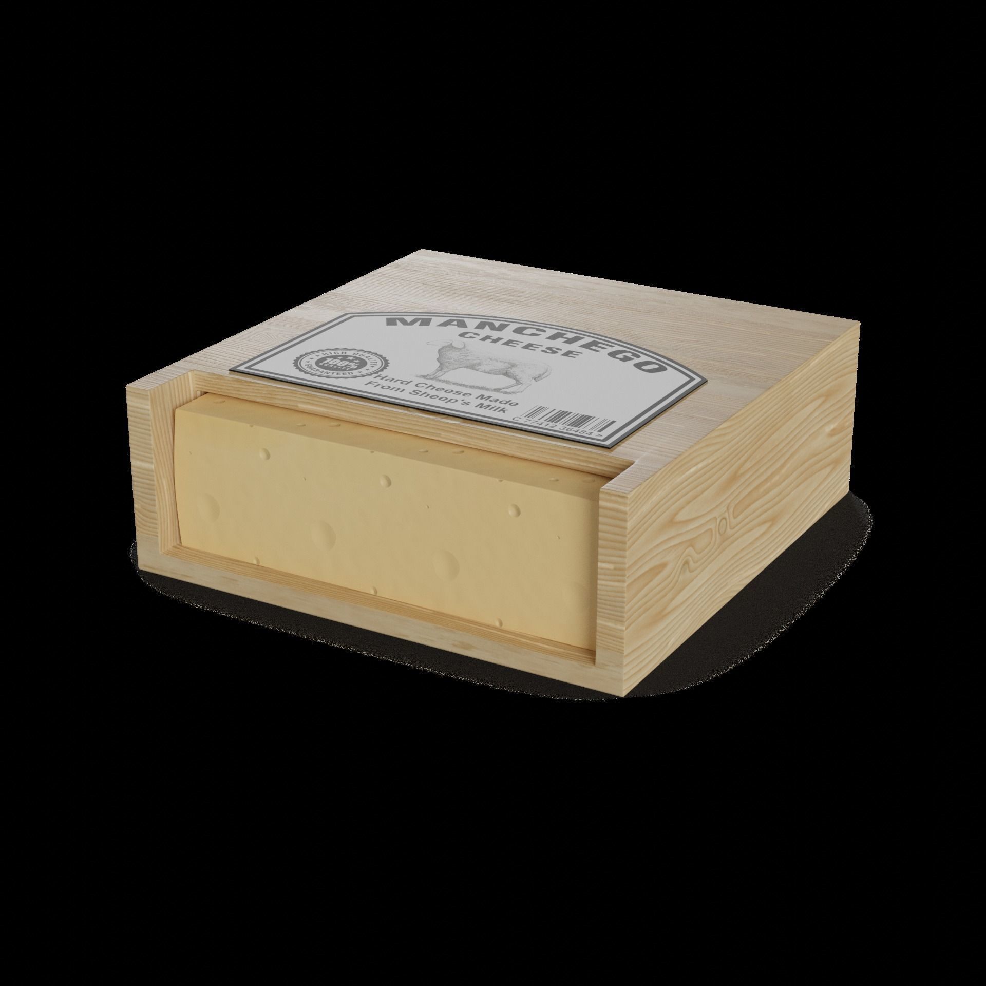 Hard cheese Manchego Cheese Low-poly 3D model_1