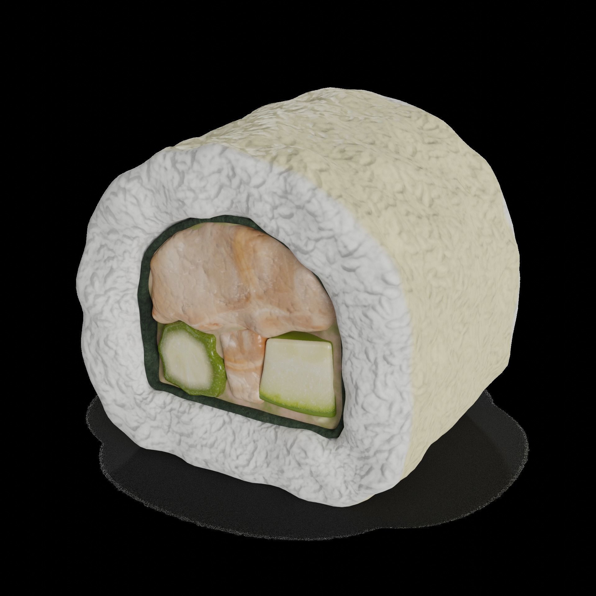 Sushi Eel squid in tempura cucumber tempura chips teriyaki sauce 3D model_1