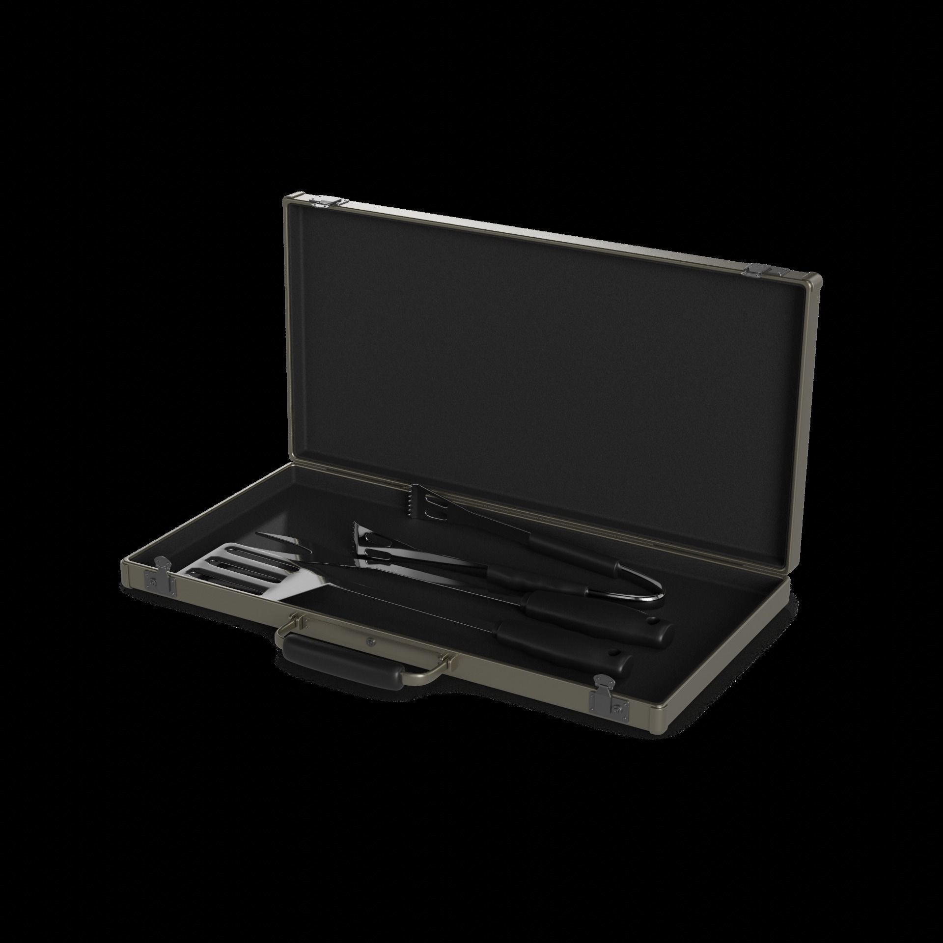 Grilling and BBQ utensils BBQ Tool Set 3D model_1