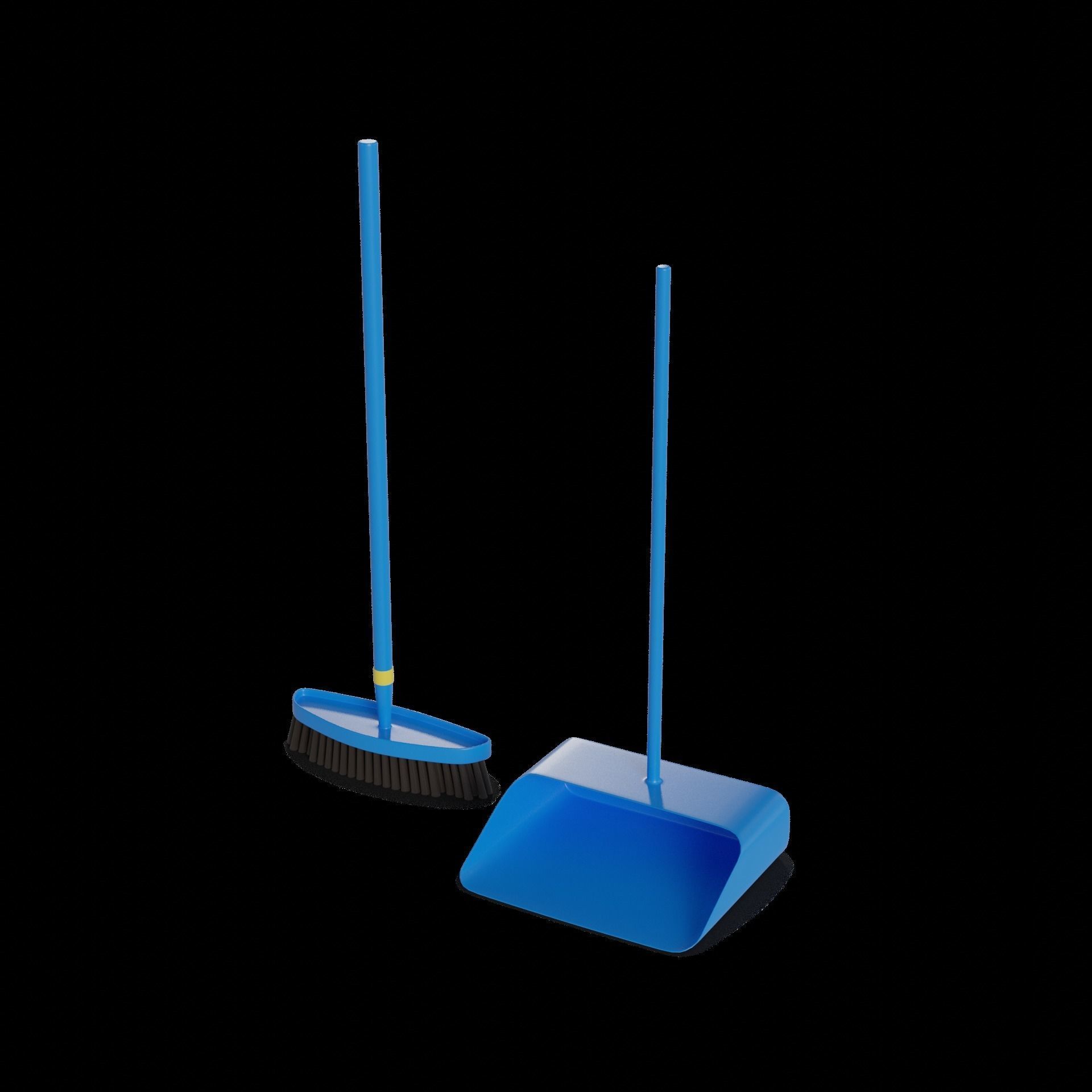 Brooms mops and window squeegees Broom and Dustpan Set Low-poly 3D model_1