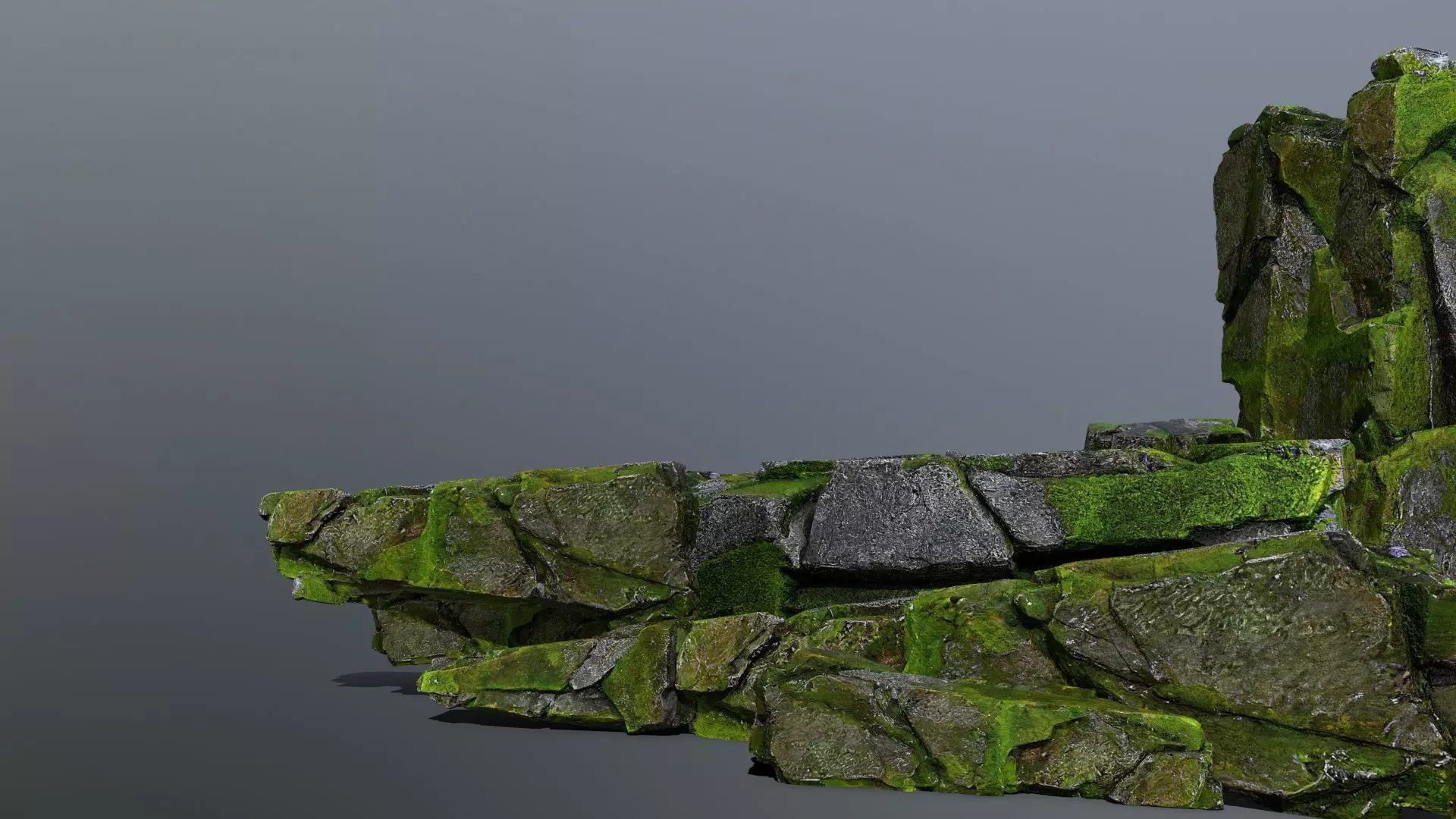  mossy forest river stones Low-poly 3D model_0