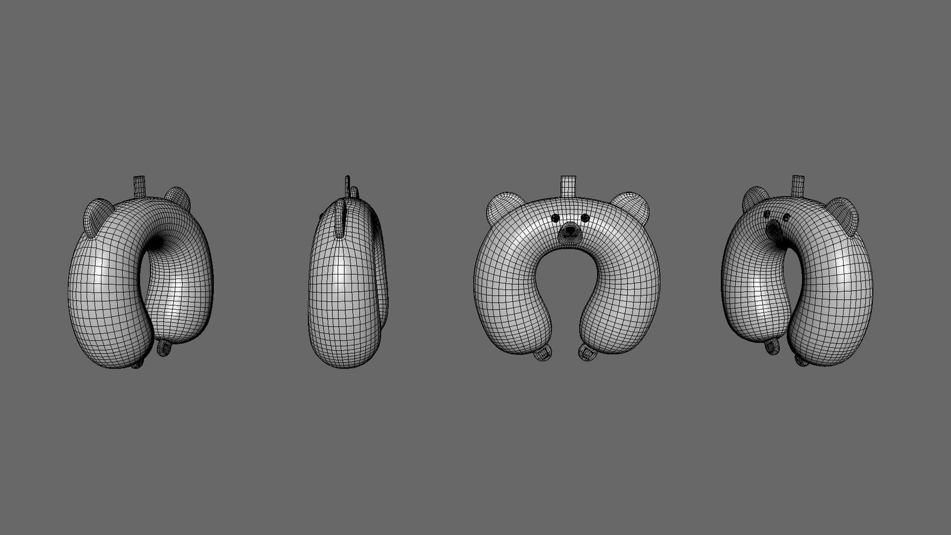 Cartoon Panda U-Shaped Neck Pillow Low-poly 3D model_8