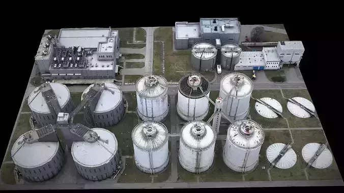 factory silo industrial terrain drone photogrammetry