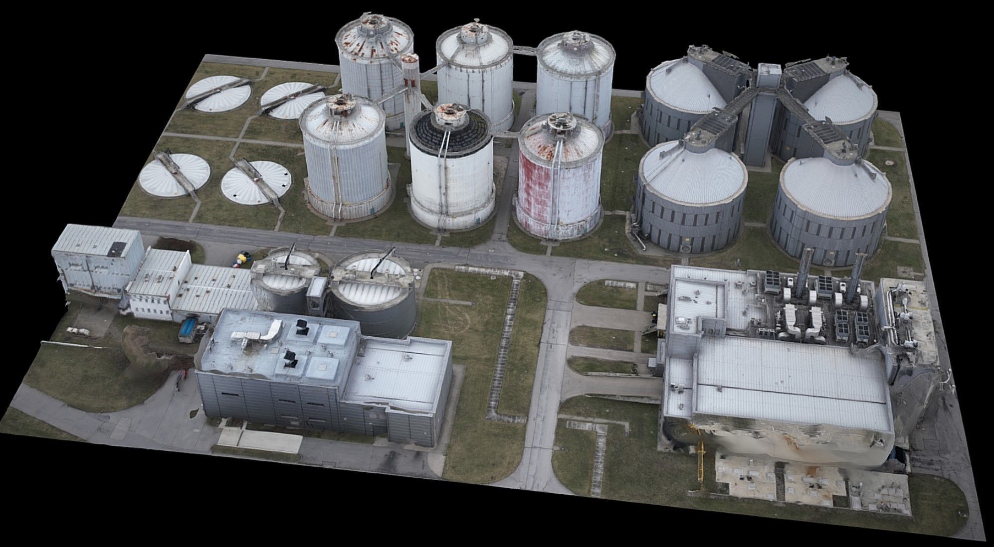 factory silo industrial terrain drone photogrammetry Low-poly 3D model_2