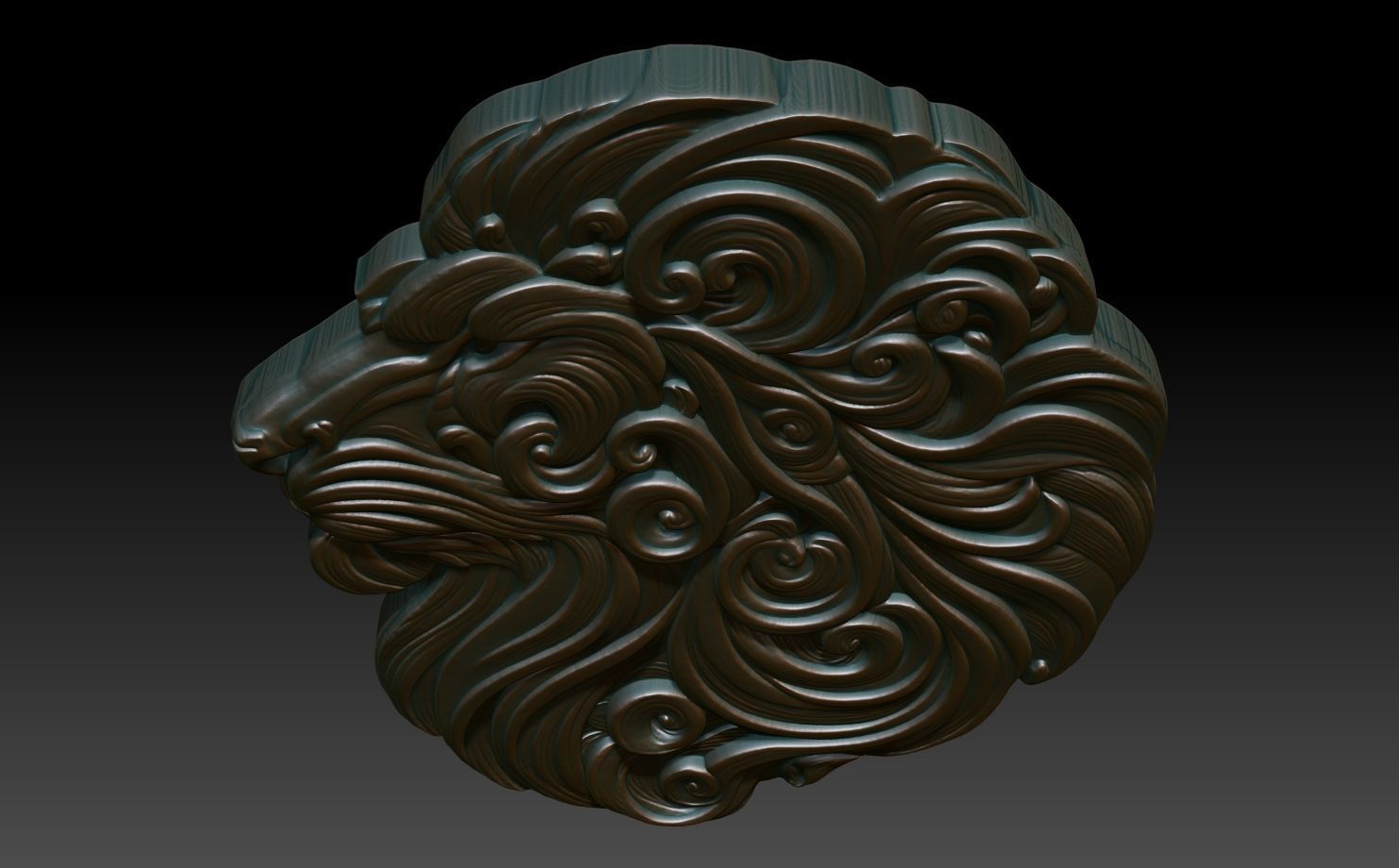 Lion basrelief 08 240805 3D print model_3