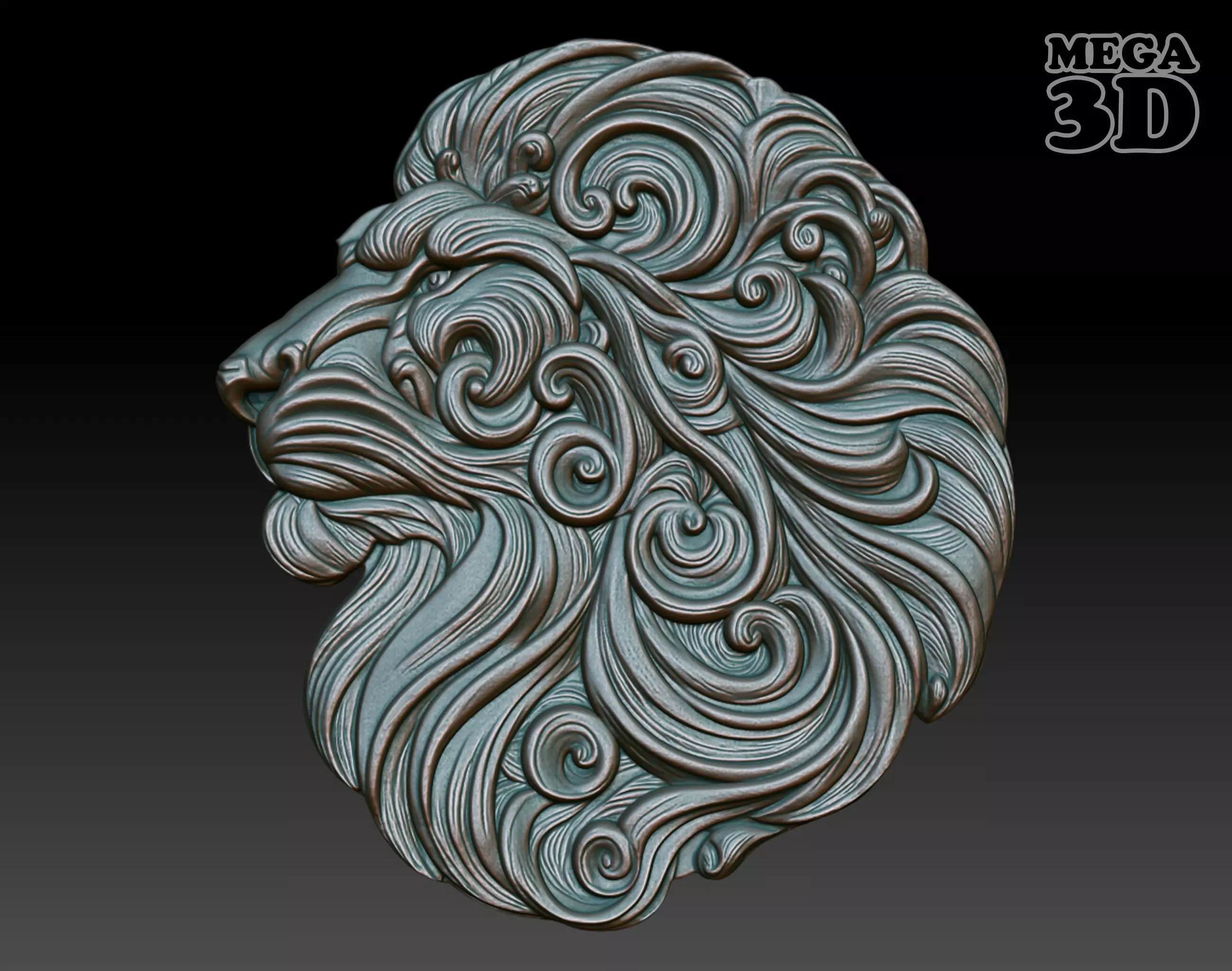 Lion basrelief 08 240805 3D print model_0