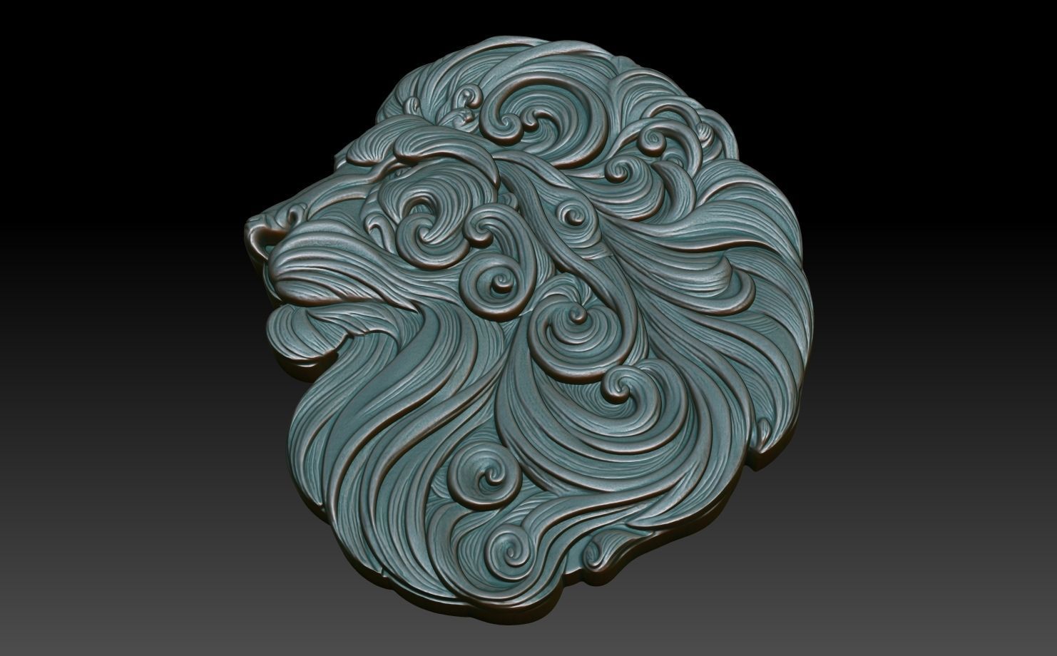 Lion basrelief 08 240805 3D print model_4