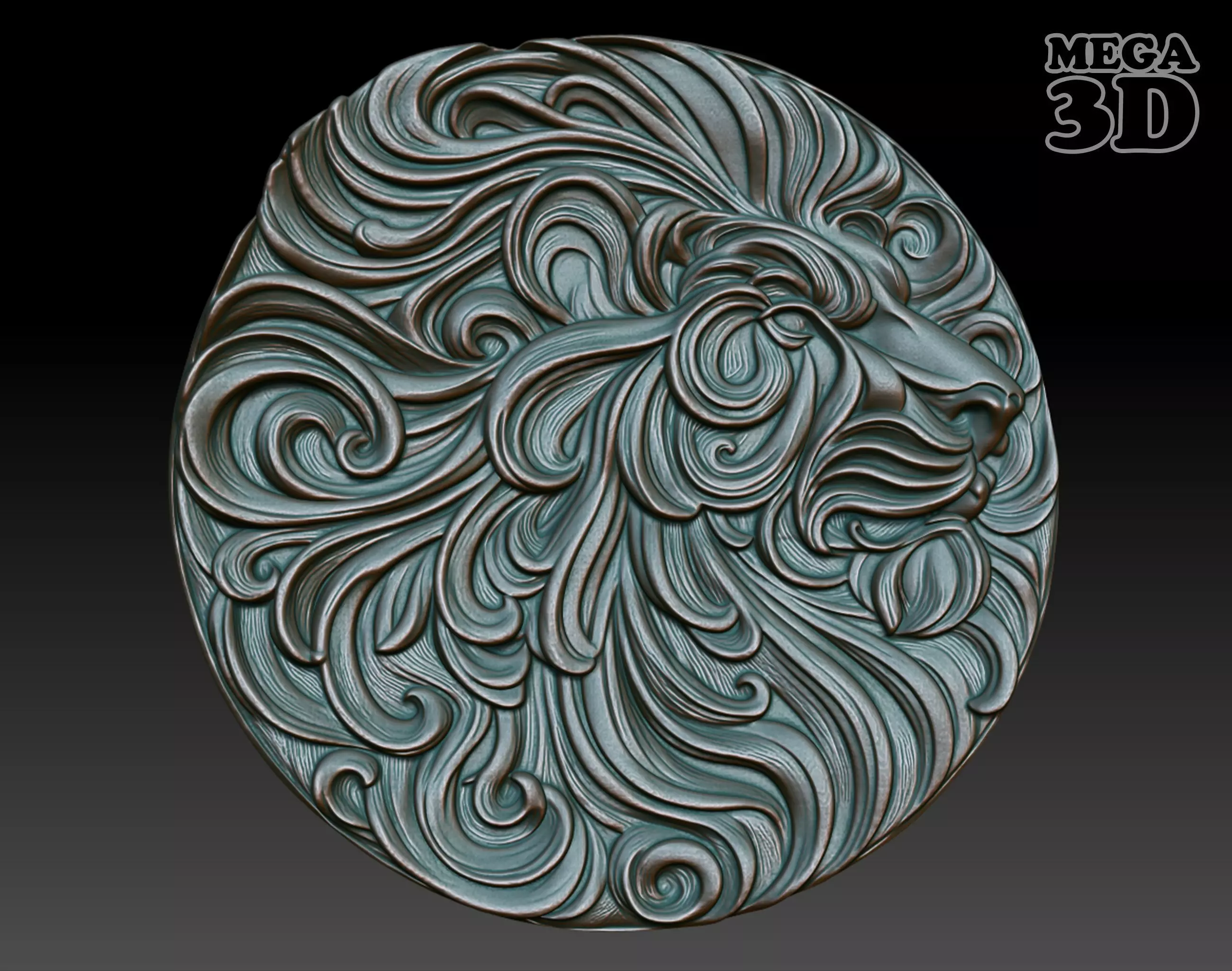 Lion basrelief 07 240805 3D print model_0