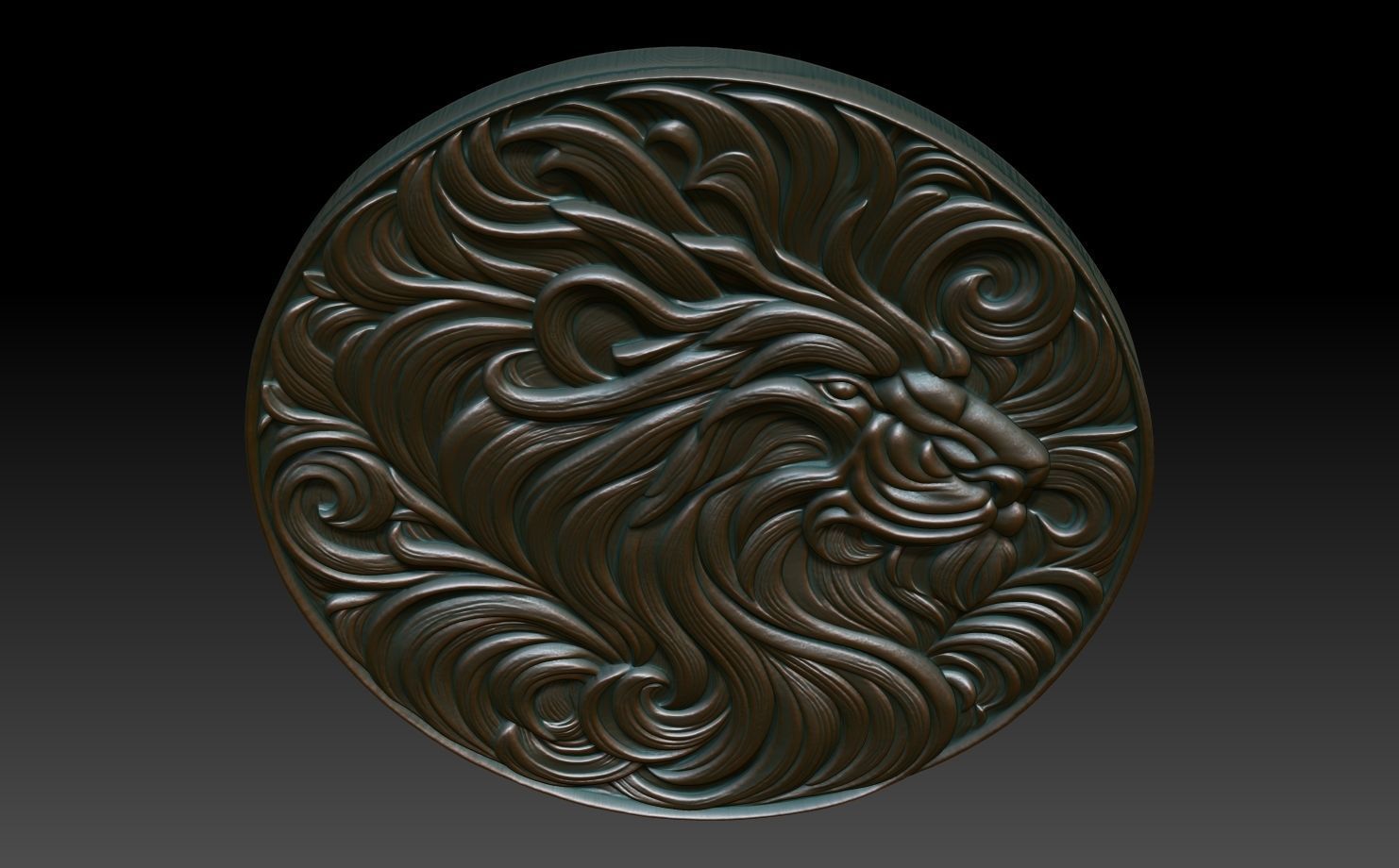 Lion basrelief 06 240805 3D print model_3
