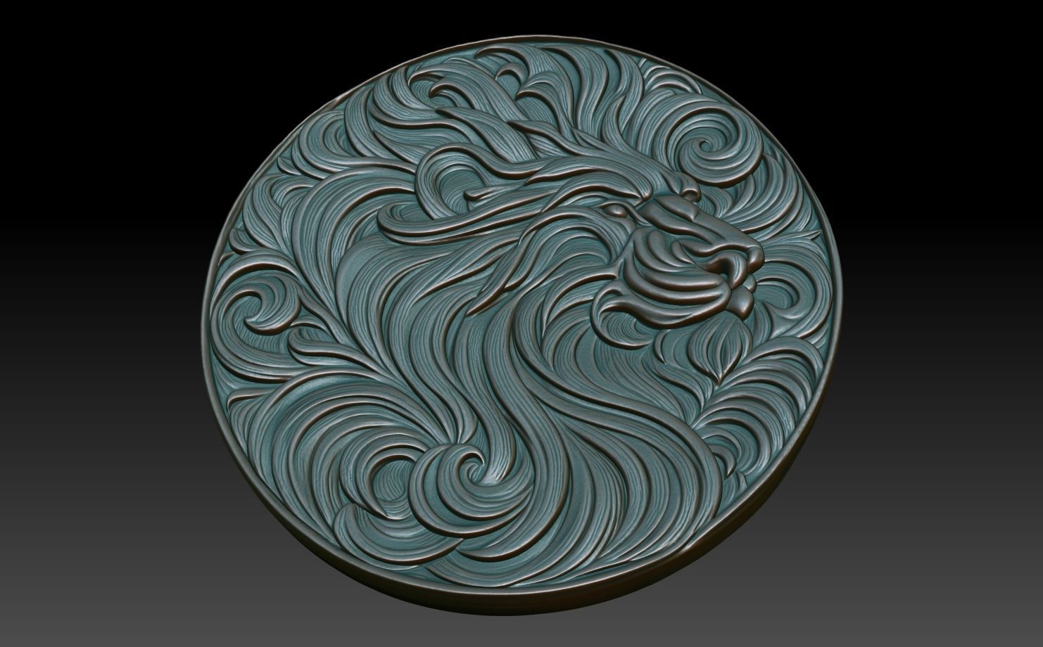 Lion basrelief 06 240805 3D print model_4