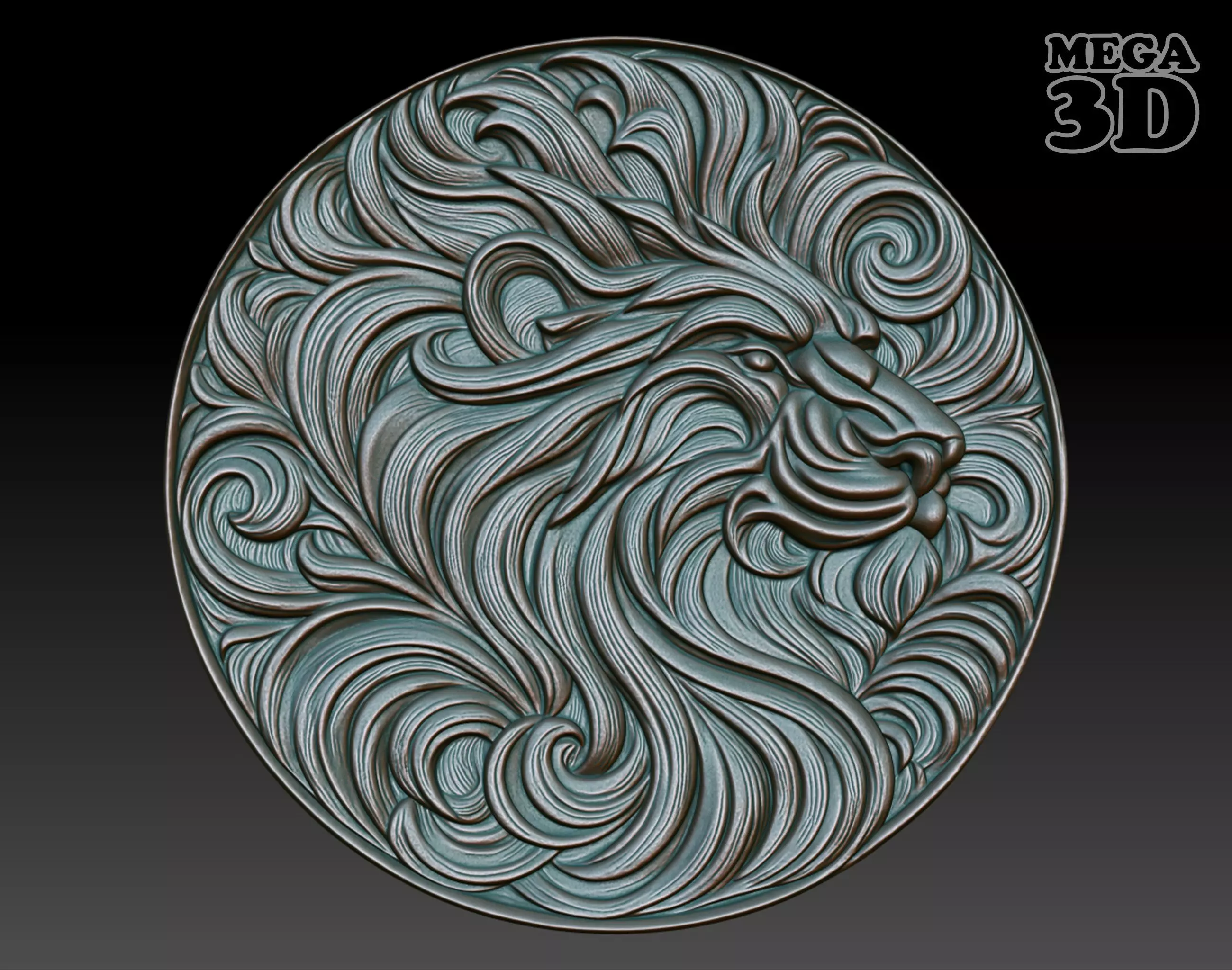 Lion basrelief 06 240805 3D print model_0
