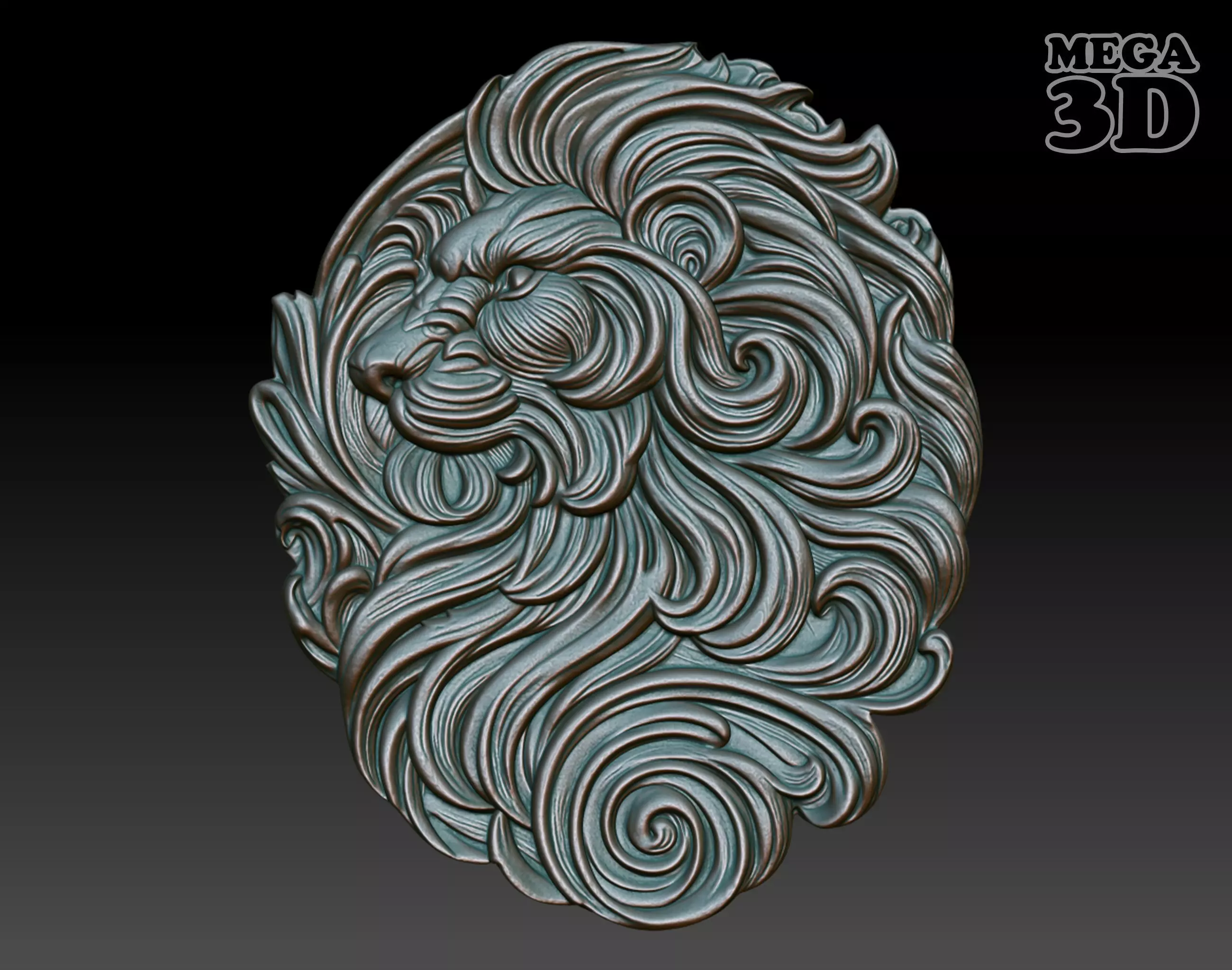 Lion basrelief 01 240805 3D print model_0