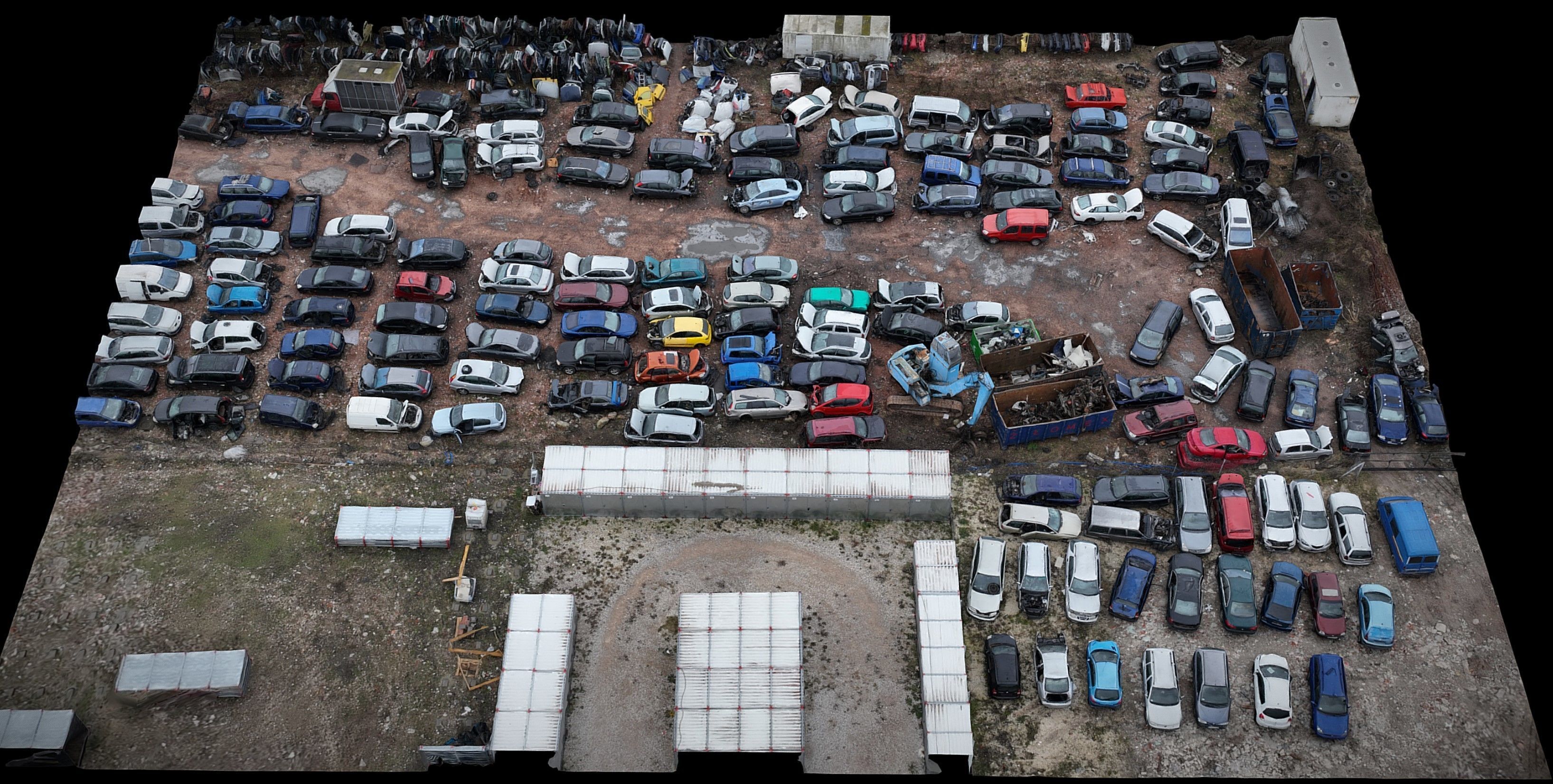  cars abandoned wreckage large terrain drone photogrammetry Low-poly 3D model_2