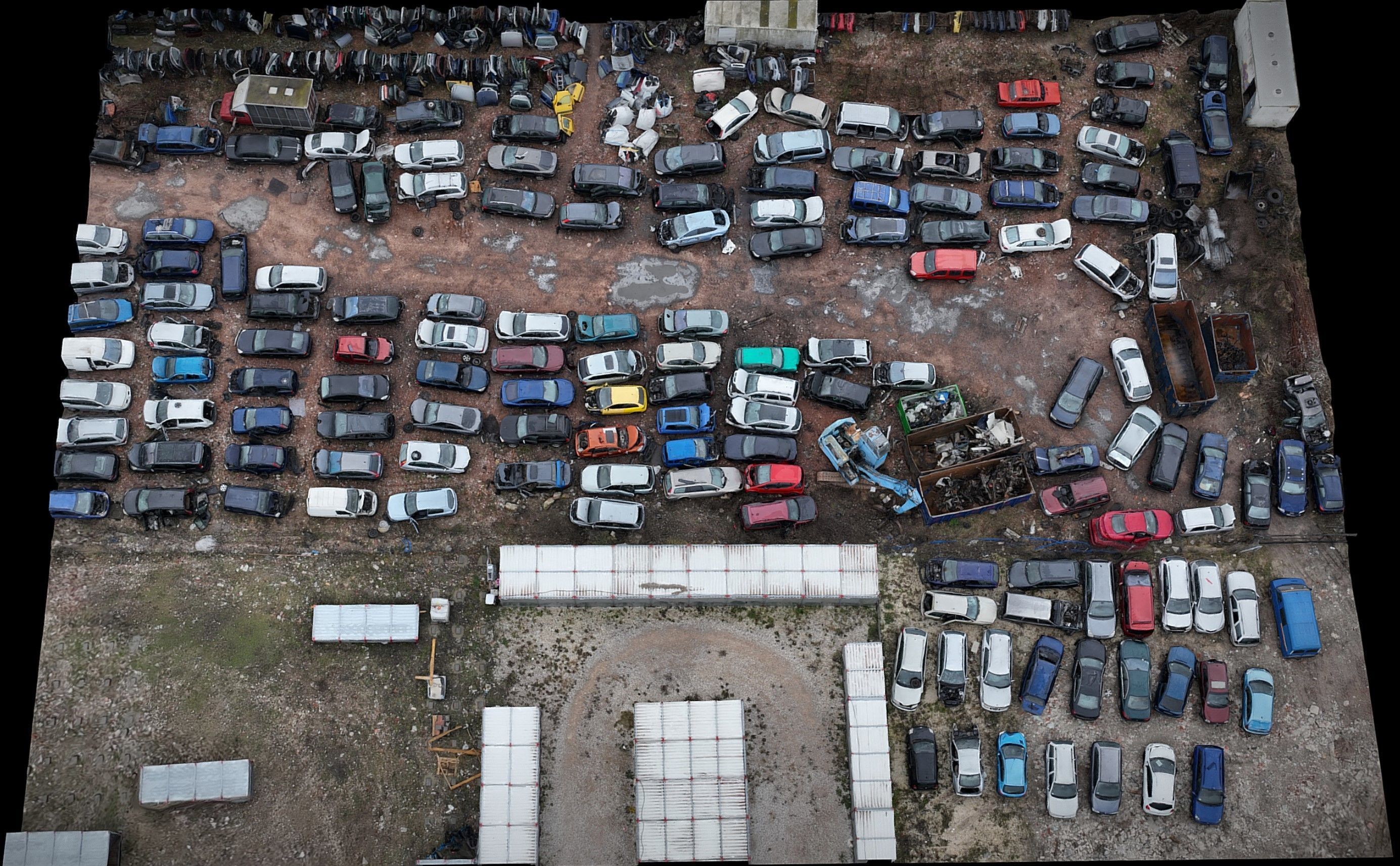  cars abandoned wreckage large terrain drone photogrammetry Low-poly 3D model_3