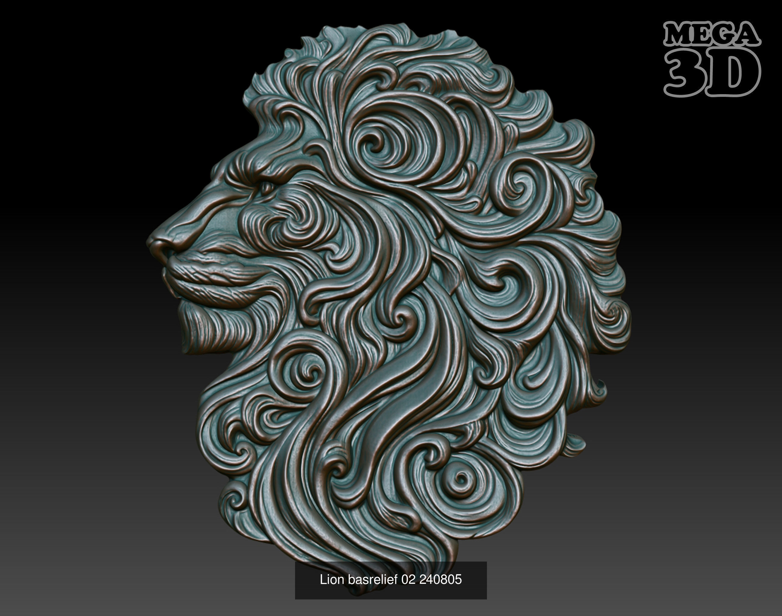 Lion basrelief Pack 240805 3D Model Collection_8