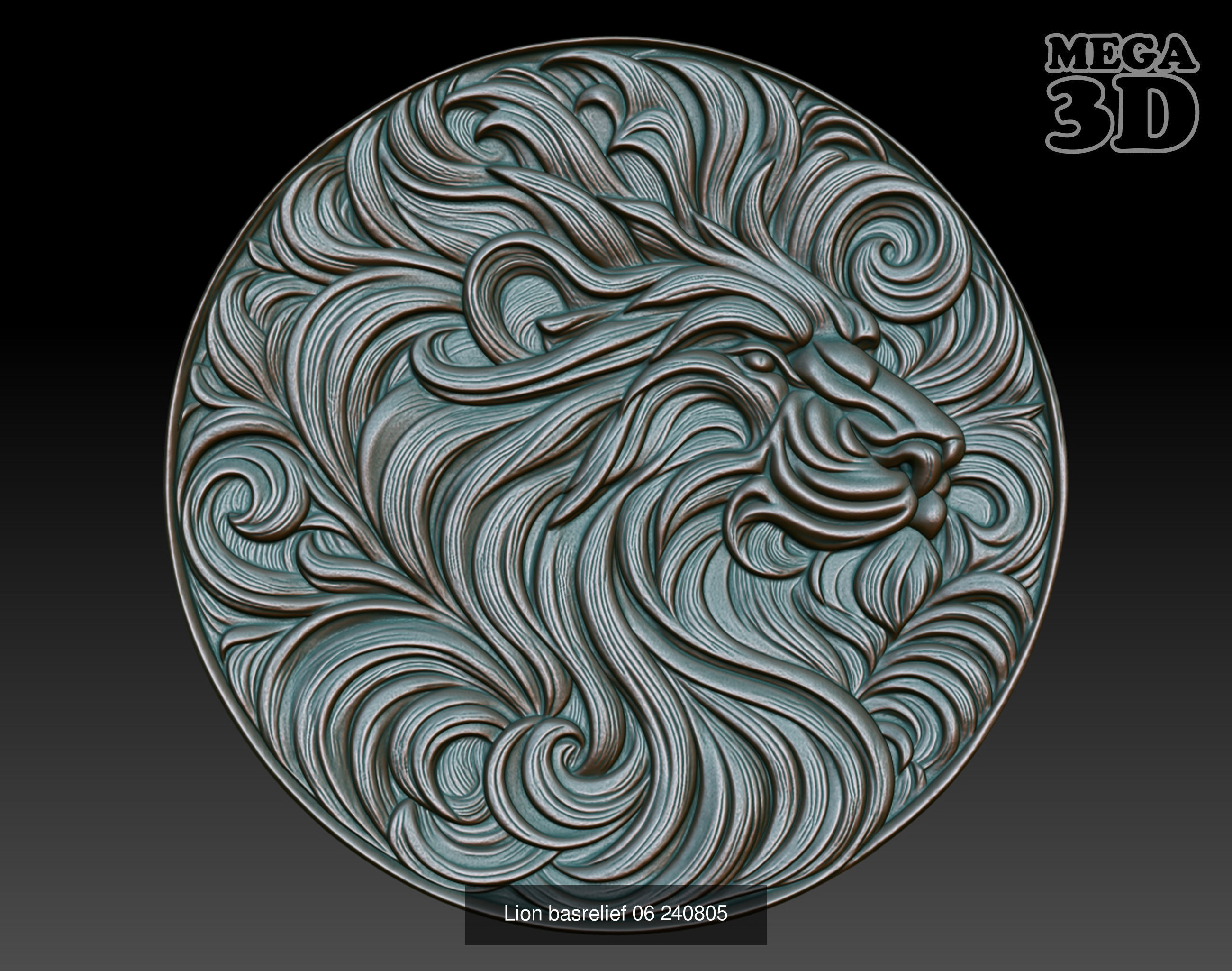 Lion basrelief Pack 240805 3D Model Collection_4