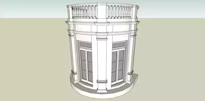 bay window curve in classical architecture 3D model