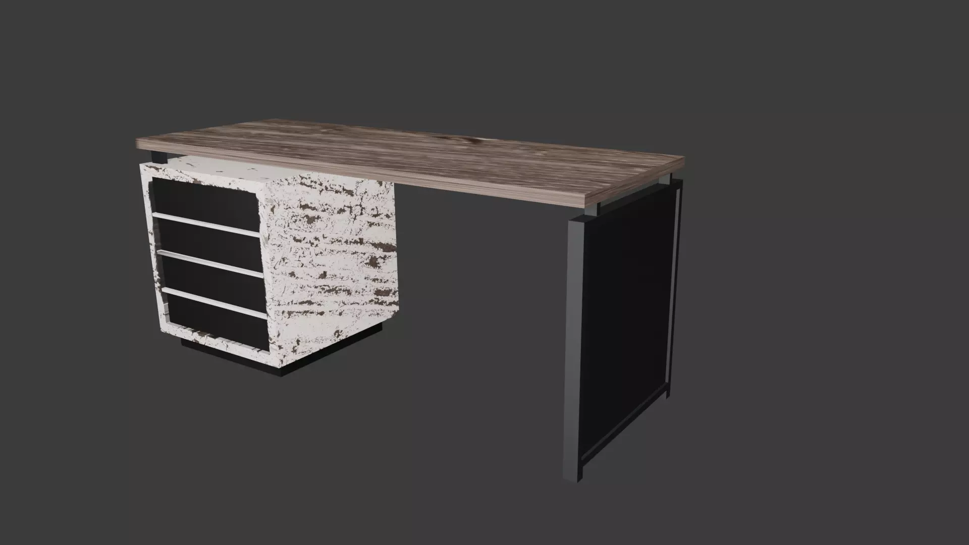 Wooden Table Industrial Loft 3D model_0