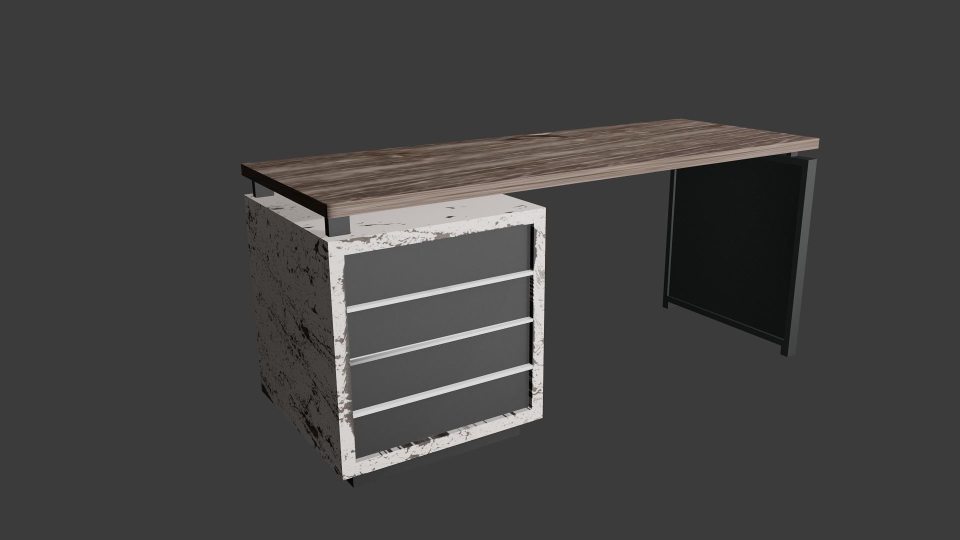Wooden Table Industrial Loft 3D model_1