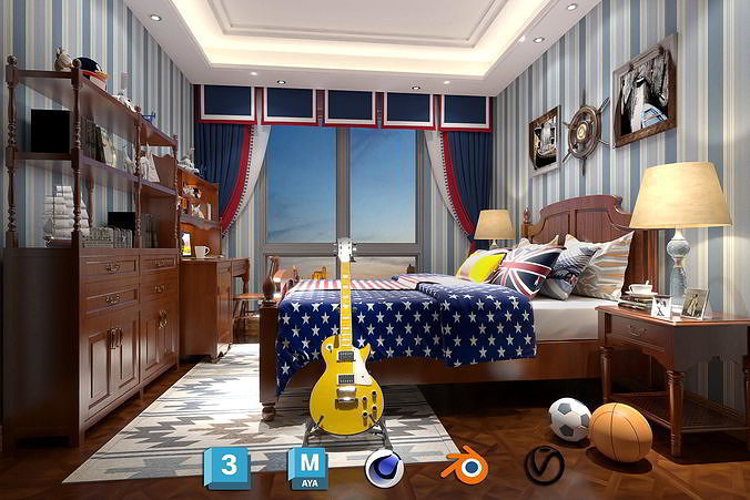 American style children room 3D Model 3D model 2