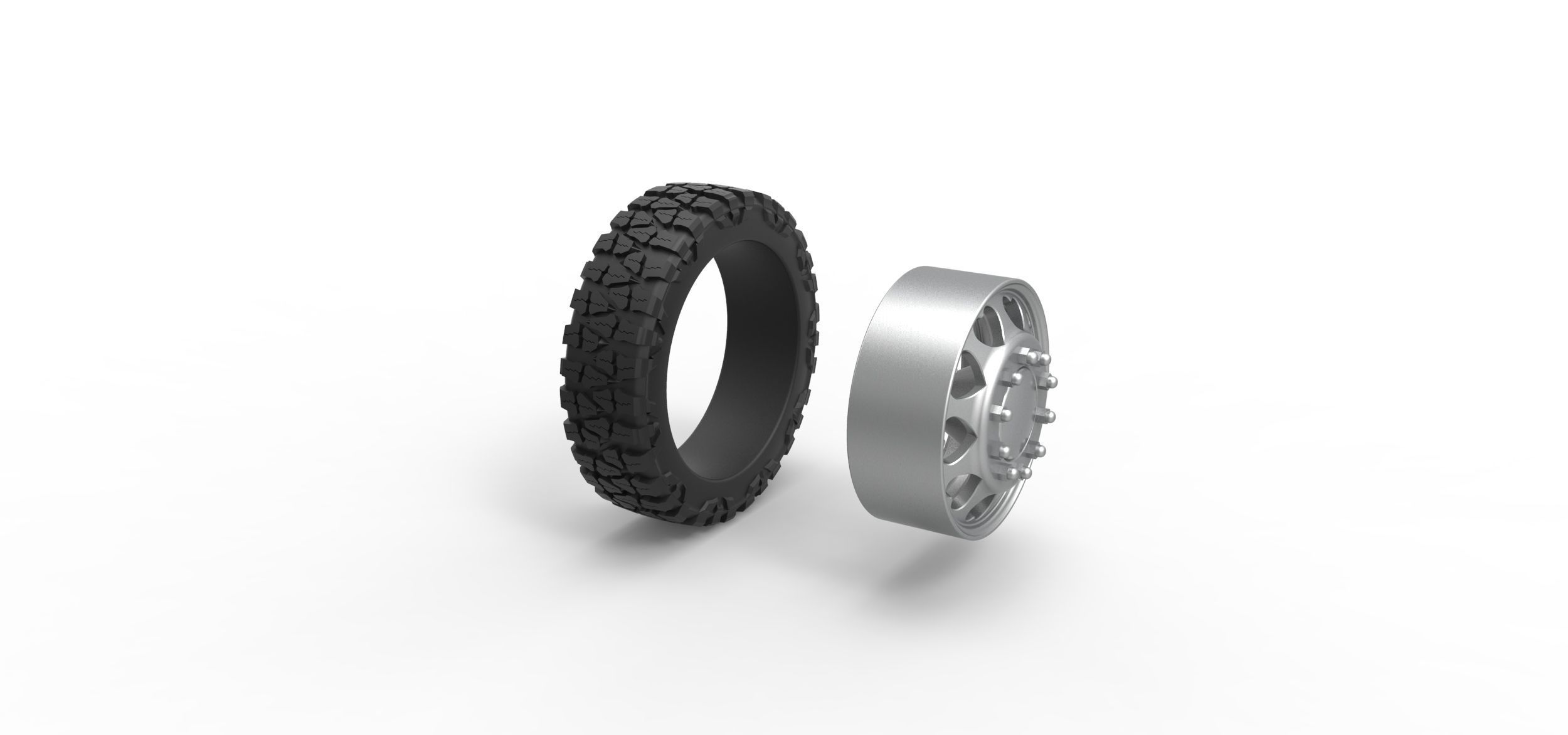 Front semi wheel for pickup Version 25 Scale 1 to 25 3D print model_8