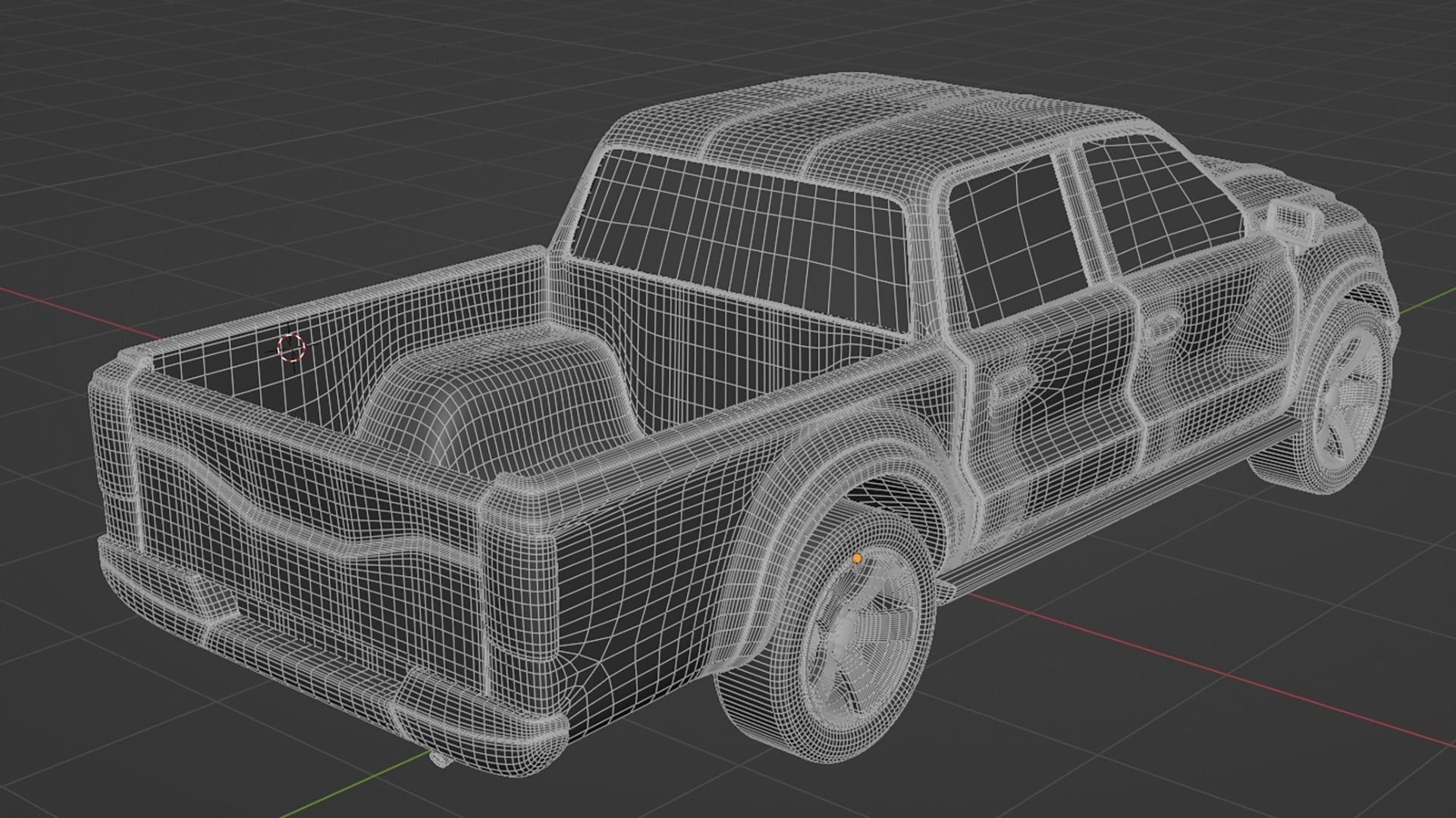 Double Cabin Blue Pickup Car Low-poly 3D model_13