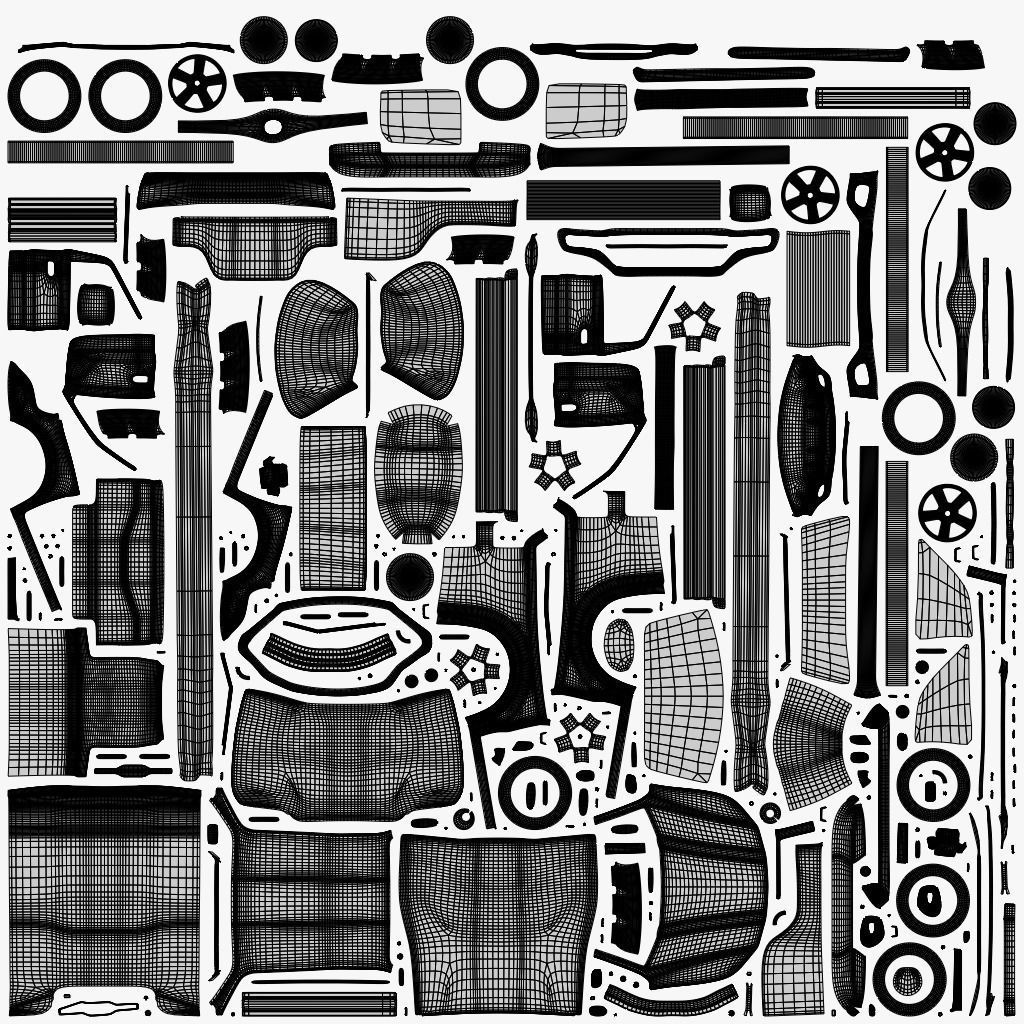 Double Cabin Blue Pickup Car Low-poly 3D model_15