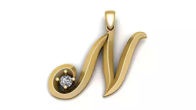 Stylish Alphabet N Pendant 3d printable Model