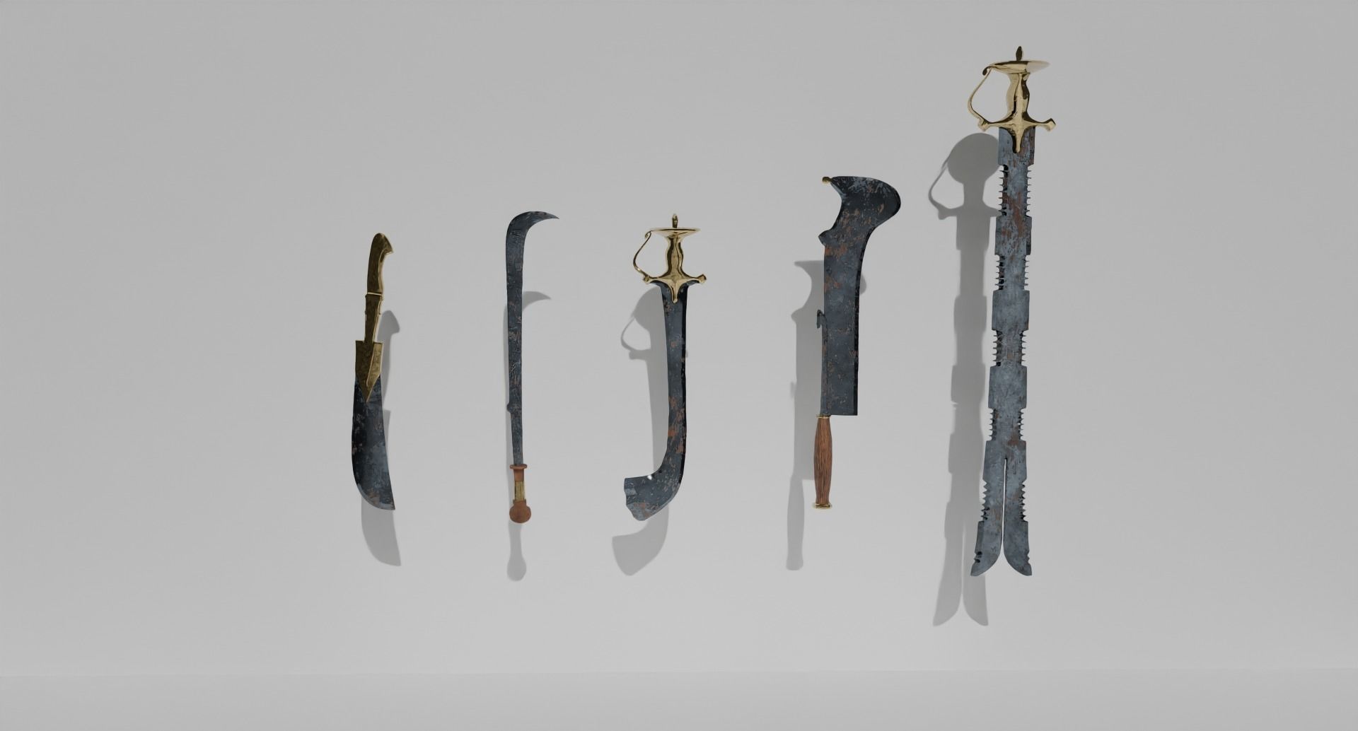 Unique battle-worn swords Low-poly 3D model_1