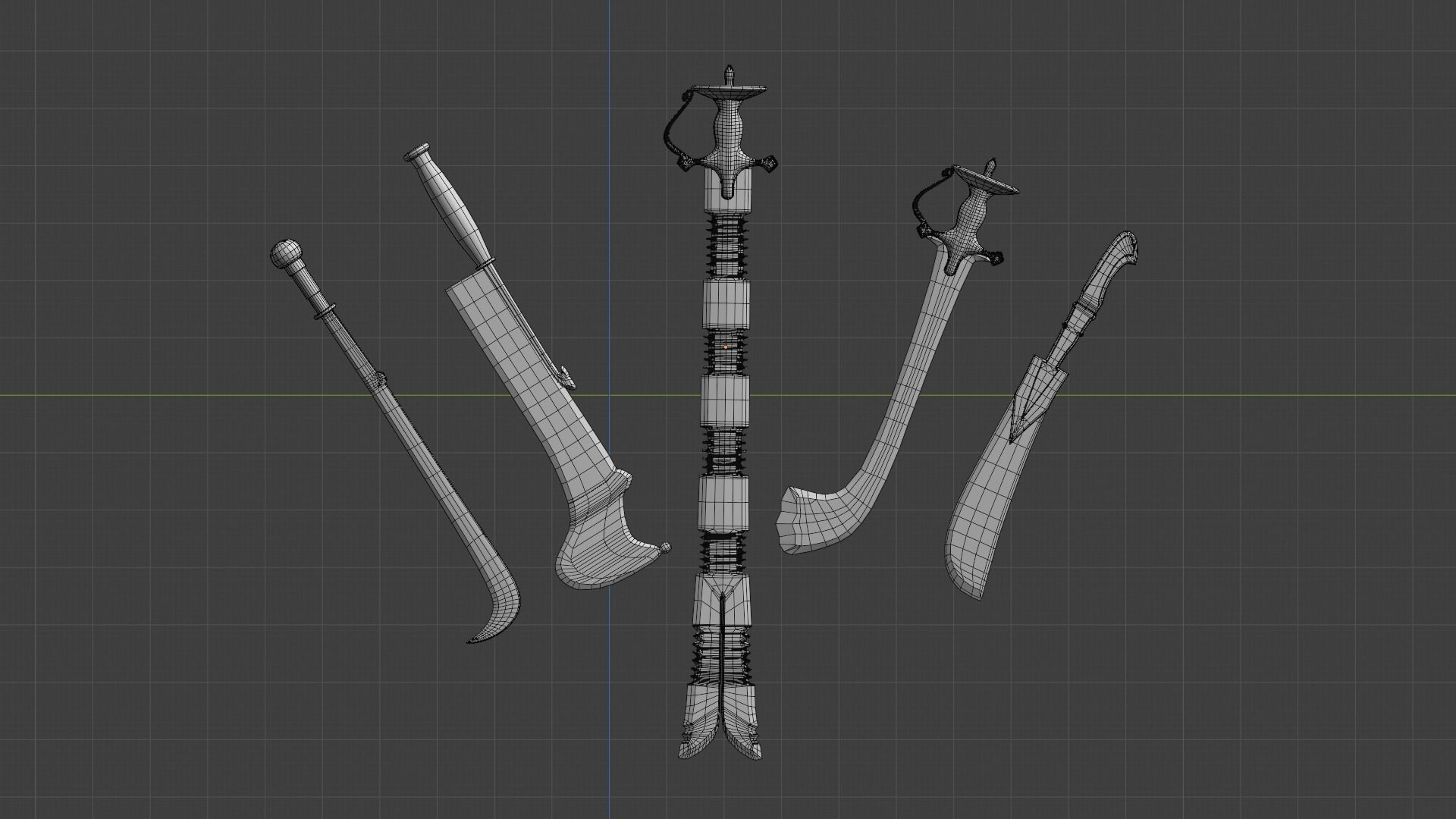 Unique battle-worn swords Low-poly 3D model_7