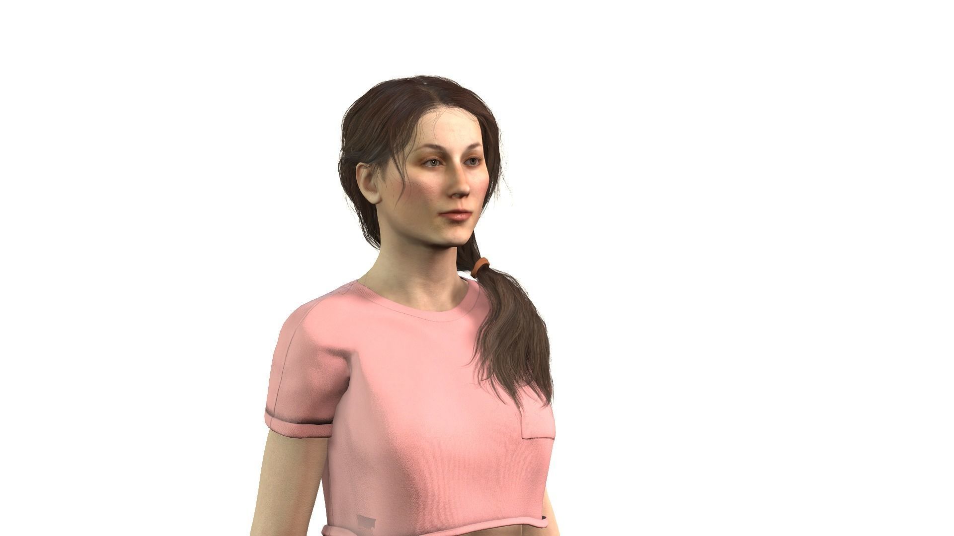 High Quality Rigged Girl Character for Games and Animation 3D model_2