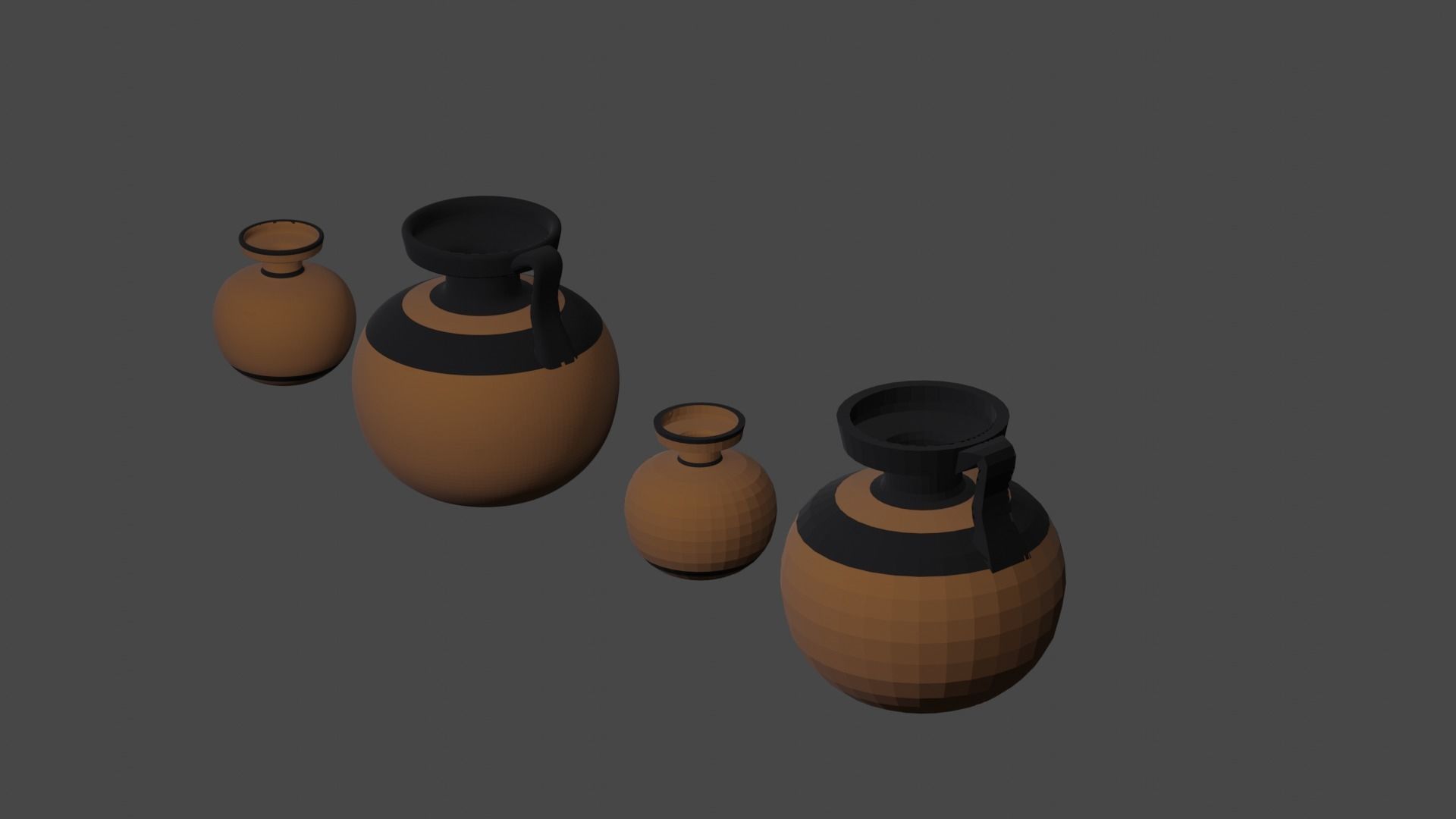 Ancient Greek Pottery Set Low-poly 3D model_2
