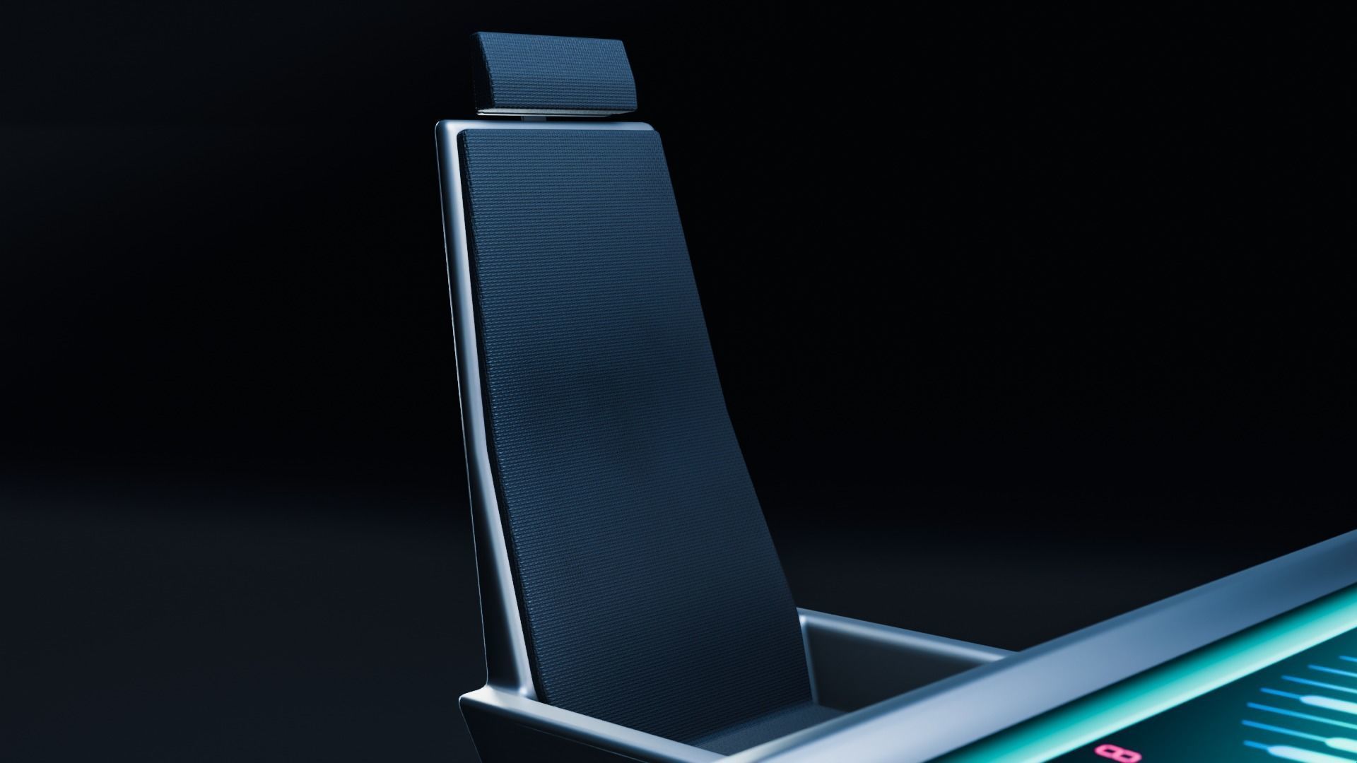 Futuristic Desk and Chair Low-poly 3D model_1