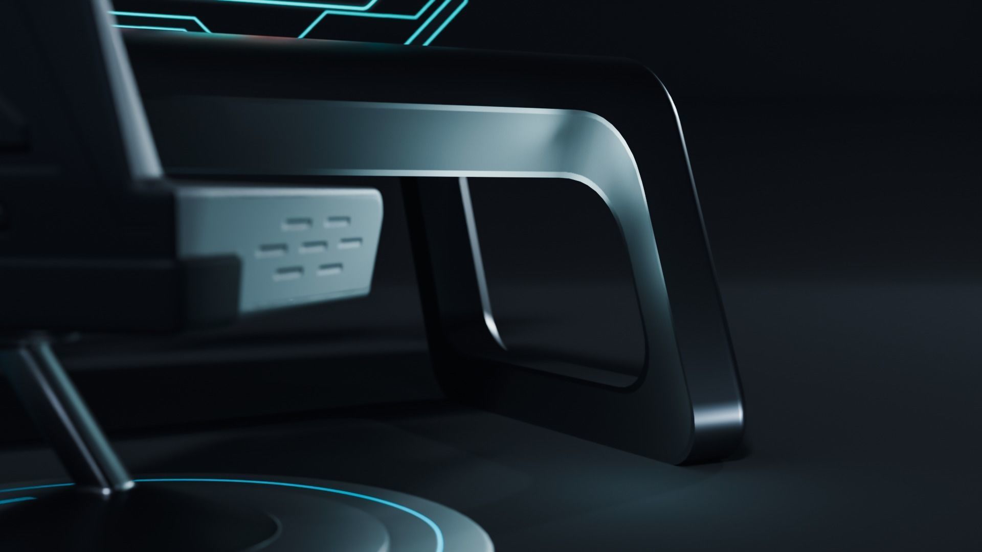 Futuristic Desk and Chair Low-poly 3D model_3