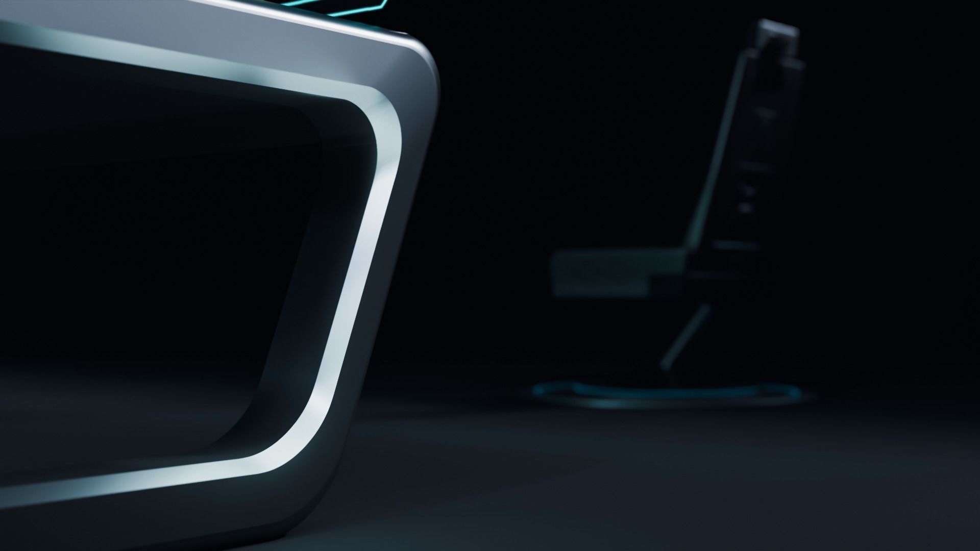 Futuristic Desk and Chair Low-poly 3D model_5