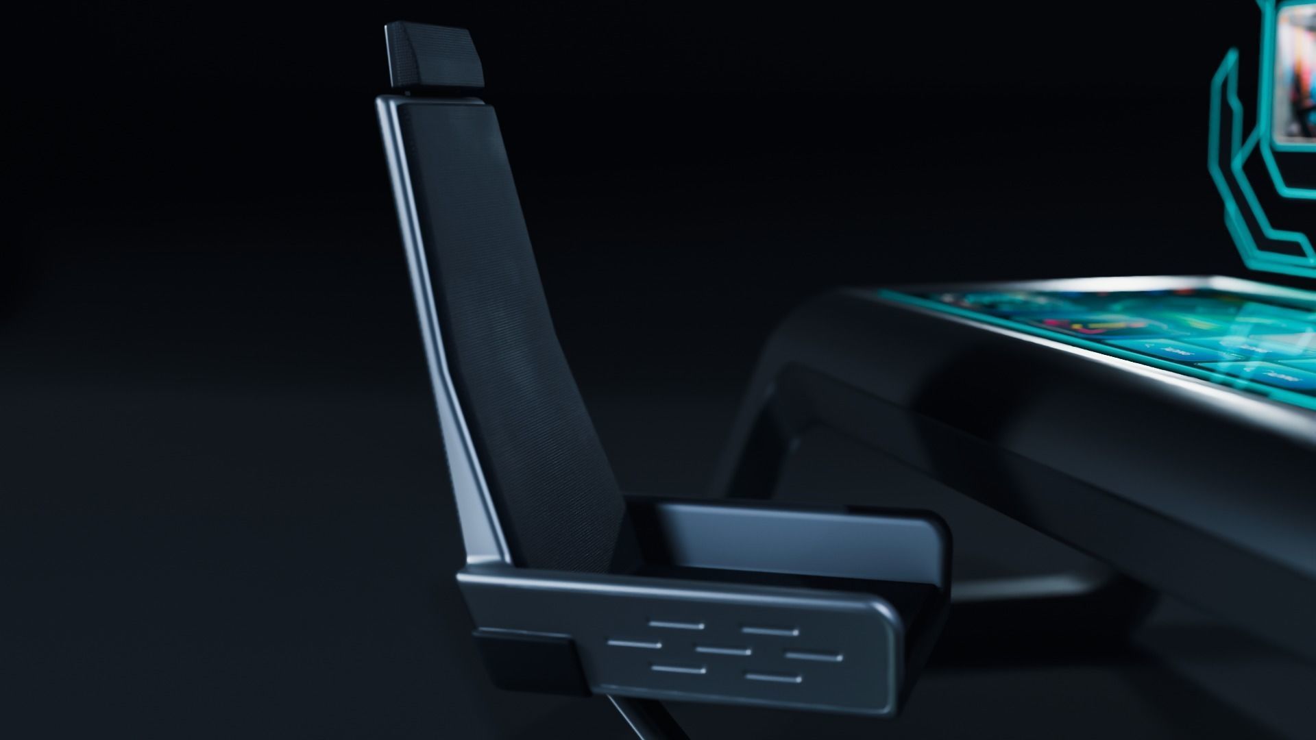 Futuristic Desk and Chair Low-poly 3D model_4