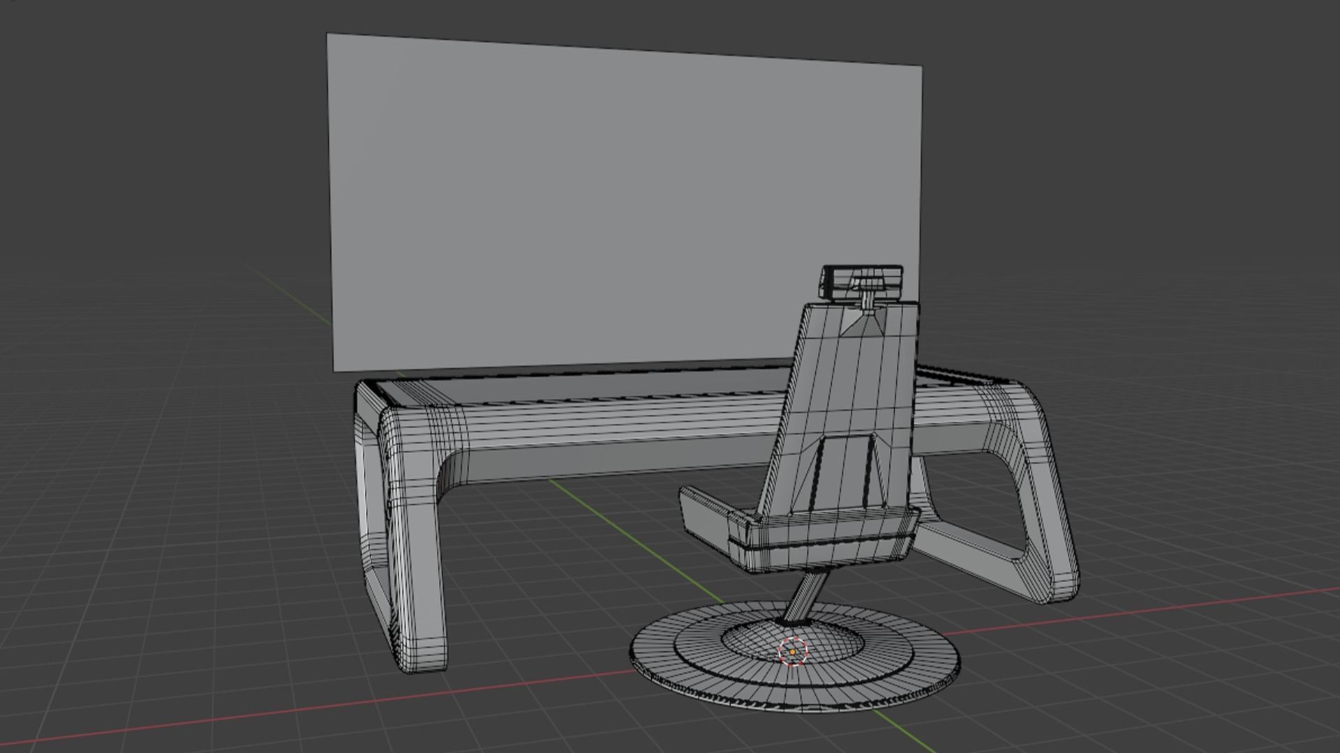 Futuristic Desk and Chair Low-poly 3D model_7