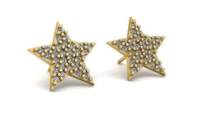 Stylish Star Diamond Earrings 3d Printable Model 3D print model