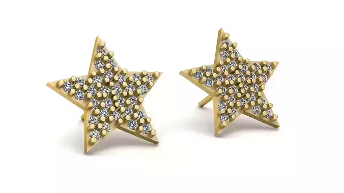 Stylish Star Diamond Earrings 3d Printable Model
