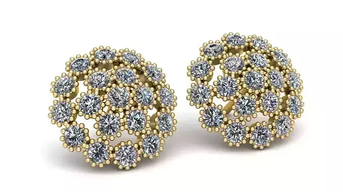 Filigree Diamond Earrings 3d Printable Model