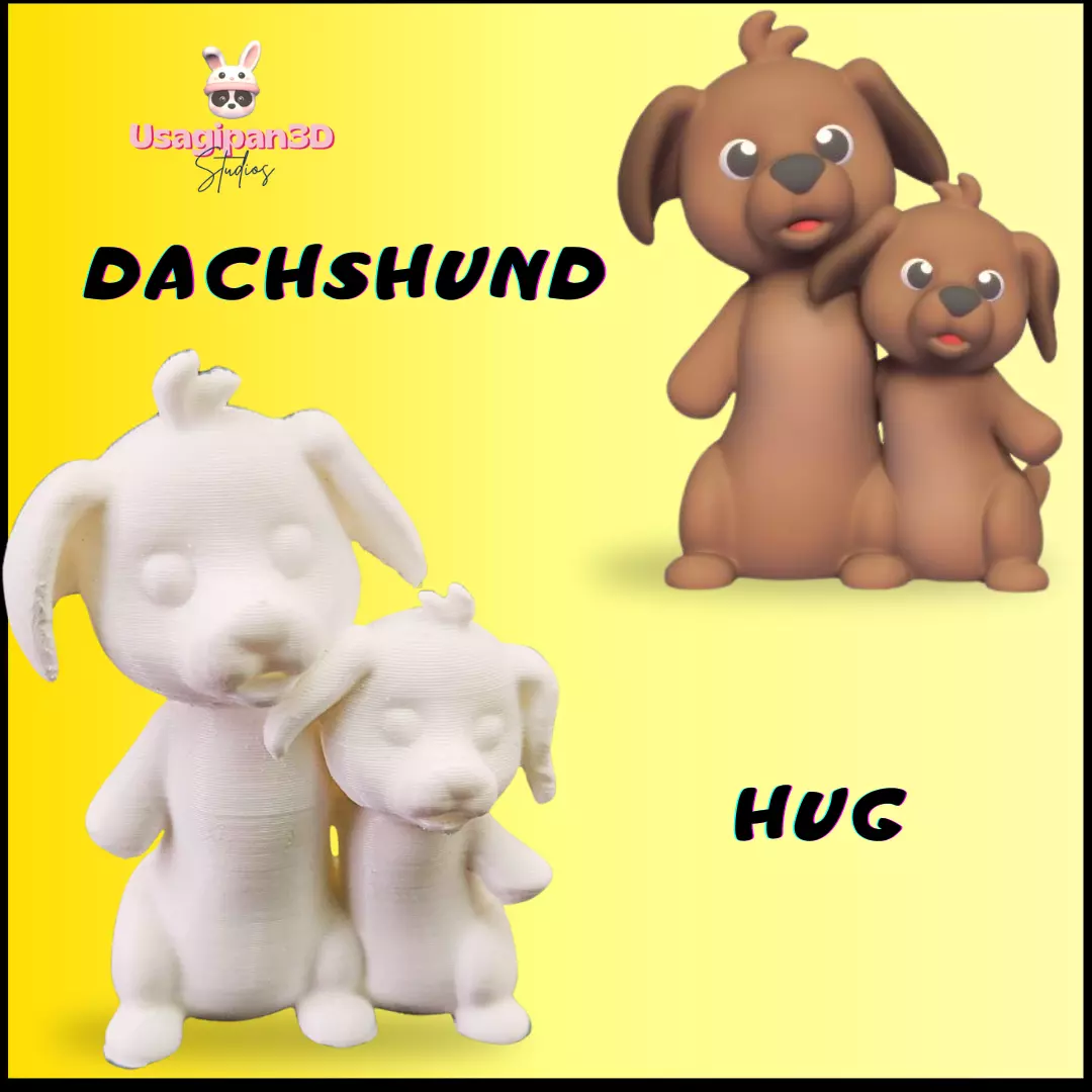 Dachshund Hug 3D print model_0