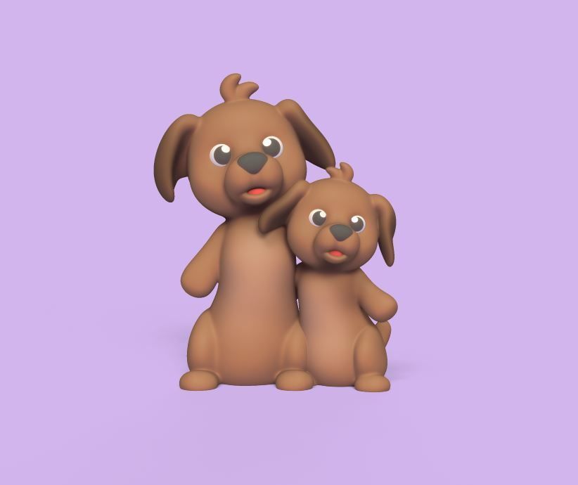 Dachshund Hug 3D print model_1