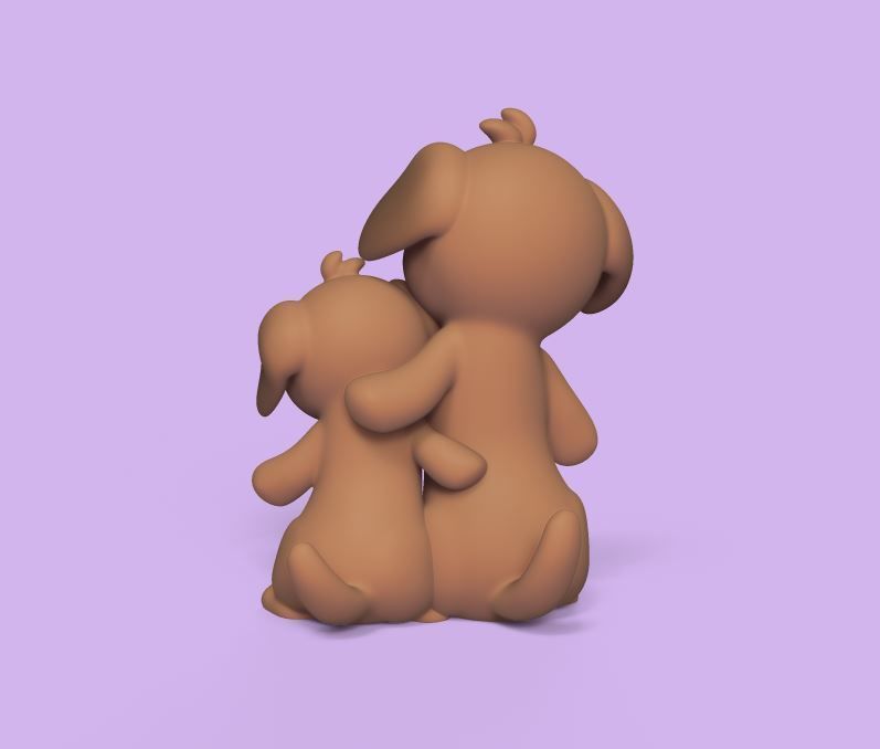 Dachshund Hug 3D print model_3