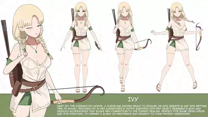 Ivy - Archer Begginer Low-poly 3D model