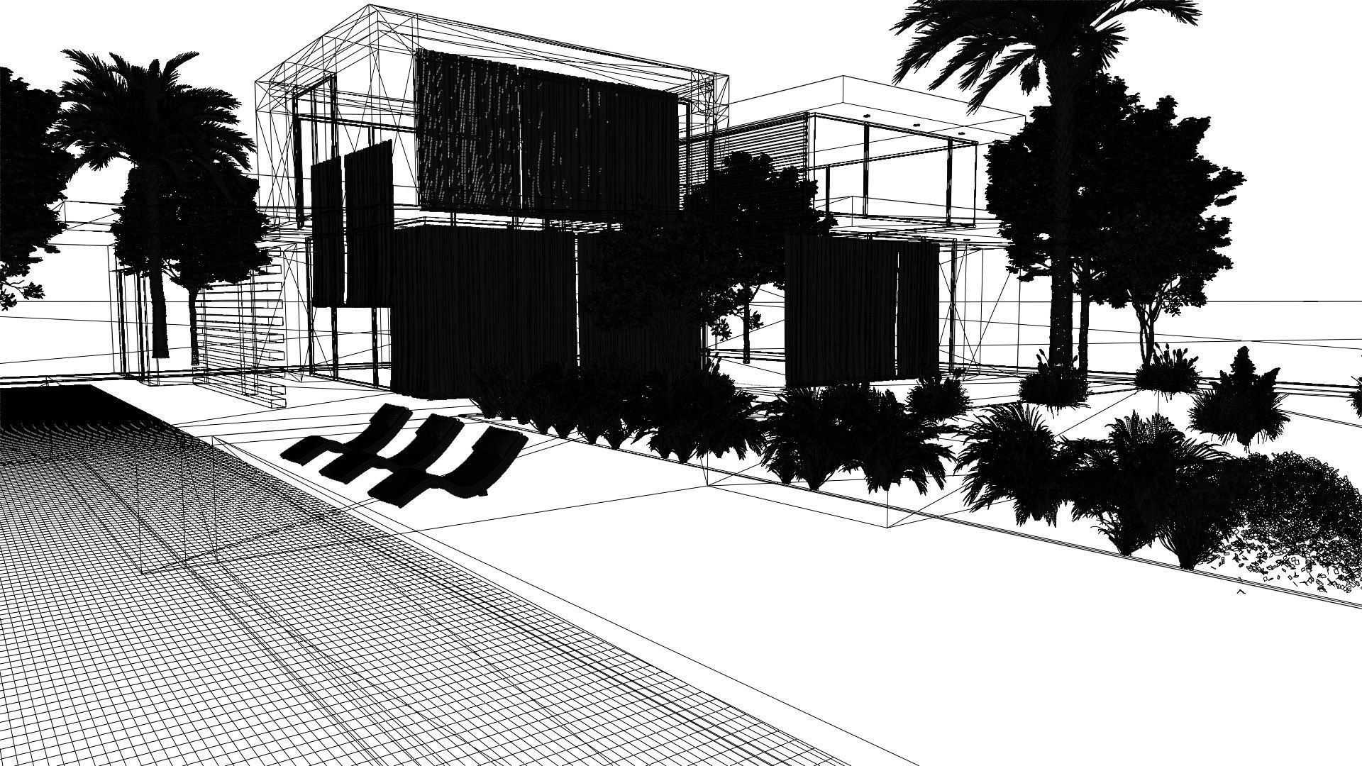 Modern Villa Exterior 3D Model 3D model_6