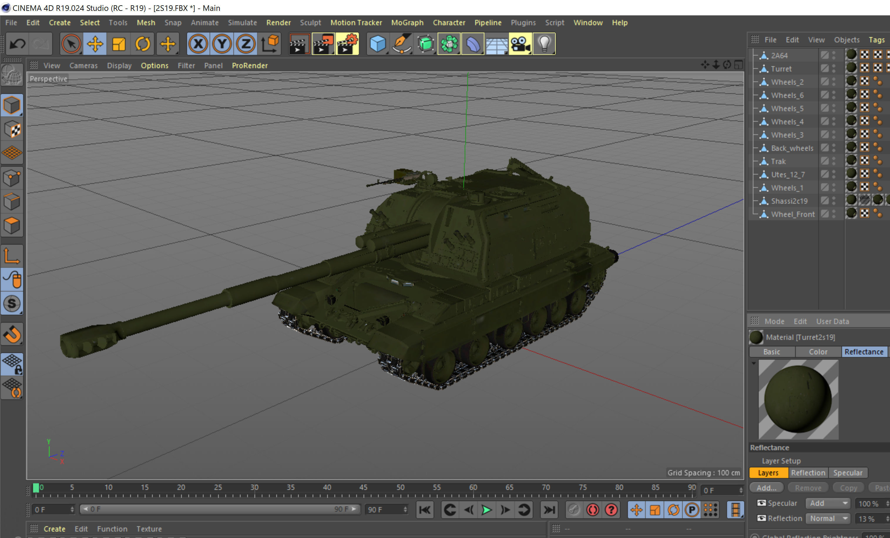 Msta-S 2S19 Self-propelled howitzer 3D model_19